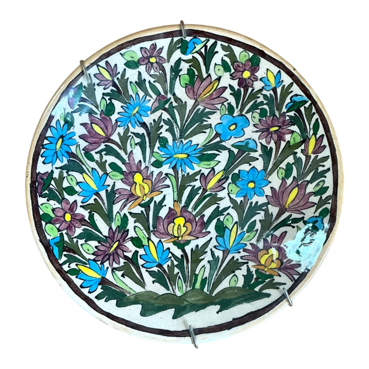 Vintage Hand-Painted Floral Ceramic Plate