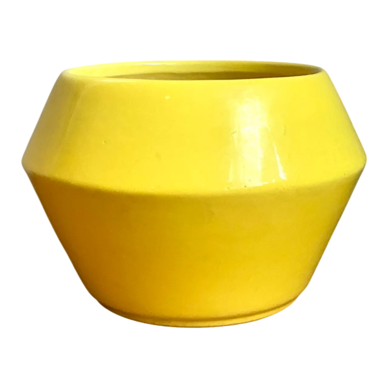 Vintage Yellow Geometric Ceramic Planter
