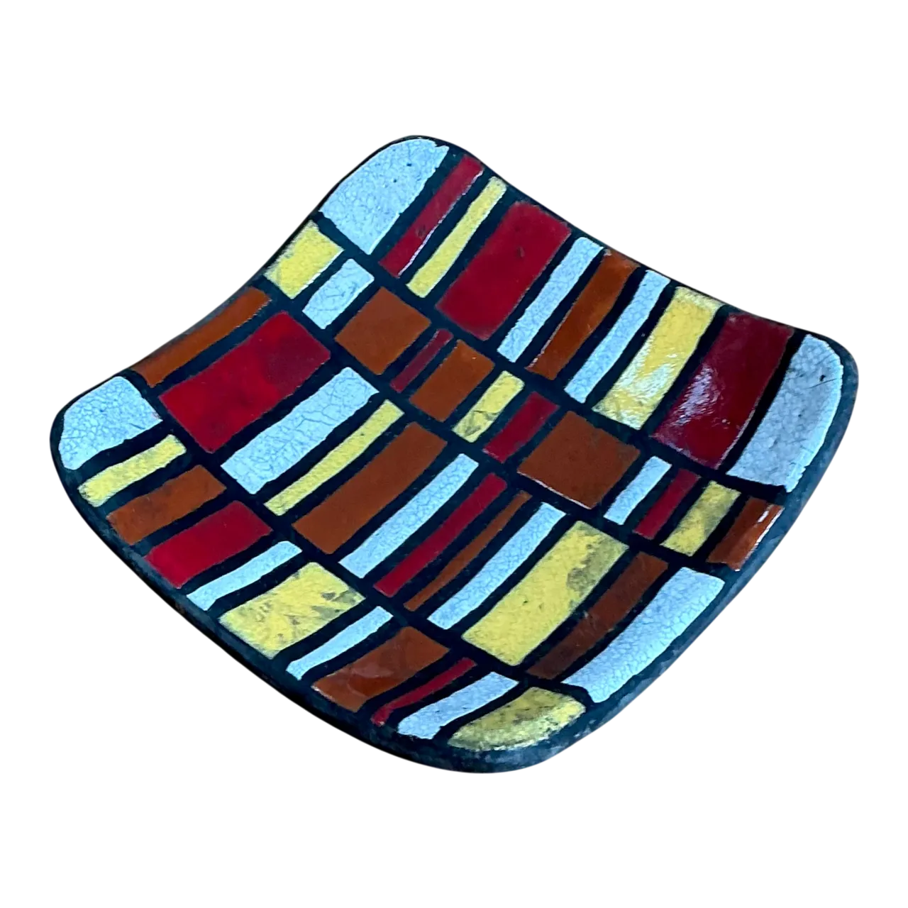 Vintage Abstract Ceramic Tile Dish
