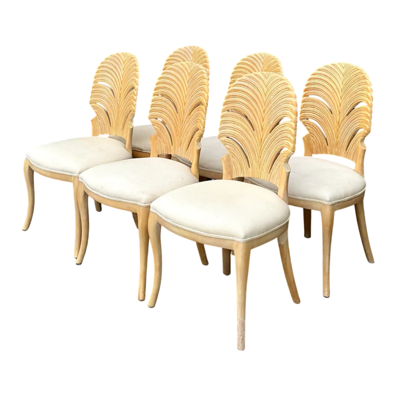 Vintage Sculptural Wood Dining Chairs - Set of Six