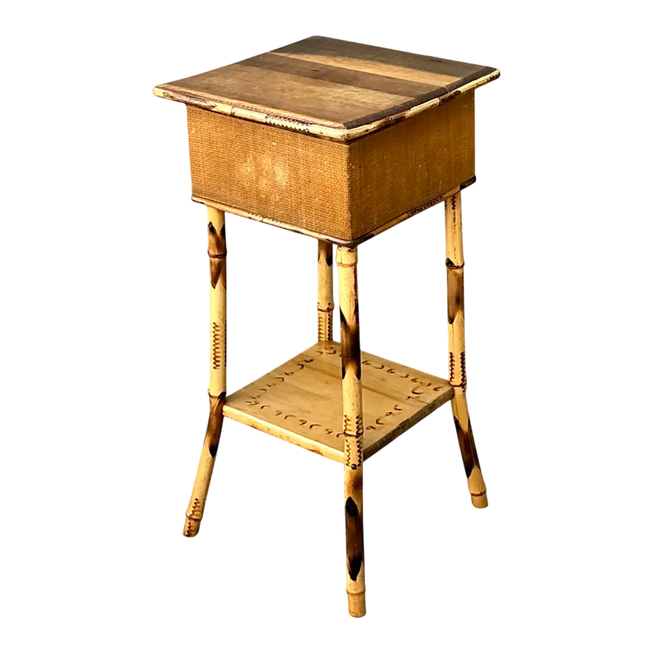 Vintage Rattan and Bamboo Accent Table