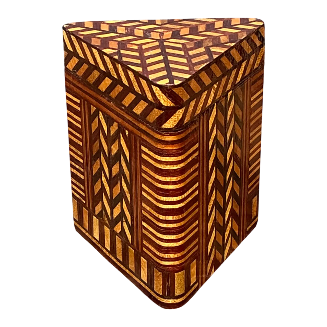 Vintage Geometric Inlaid Wood Box