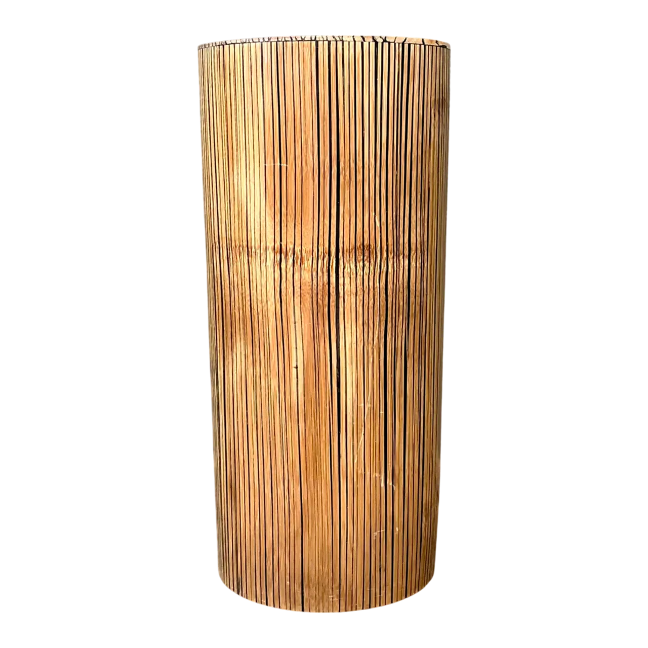 Vintage Coconut Shell Cylindrical Umbrella Stand