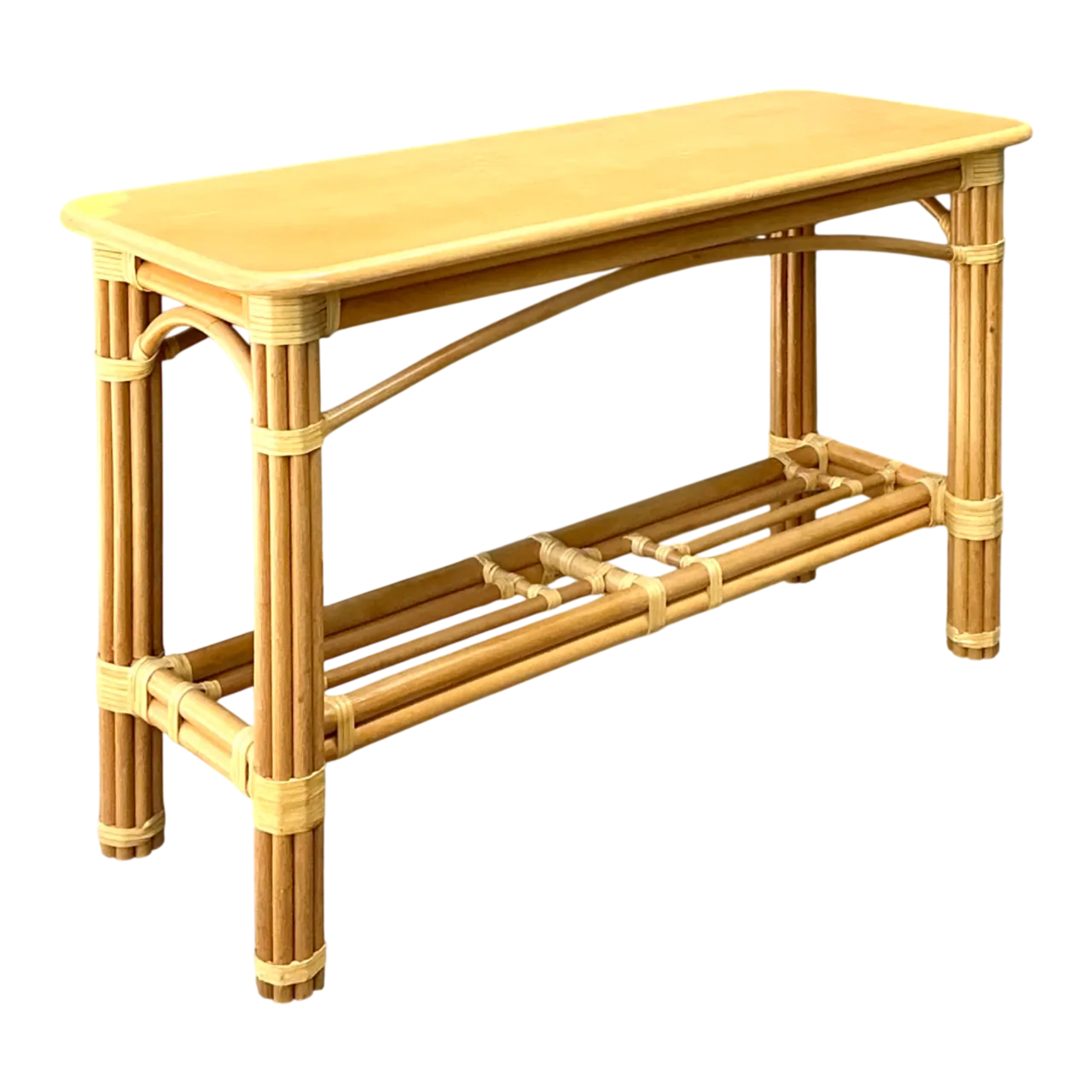 Vintage Rattan Console Table