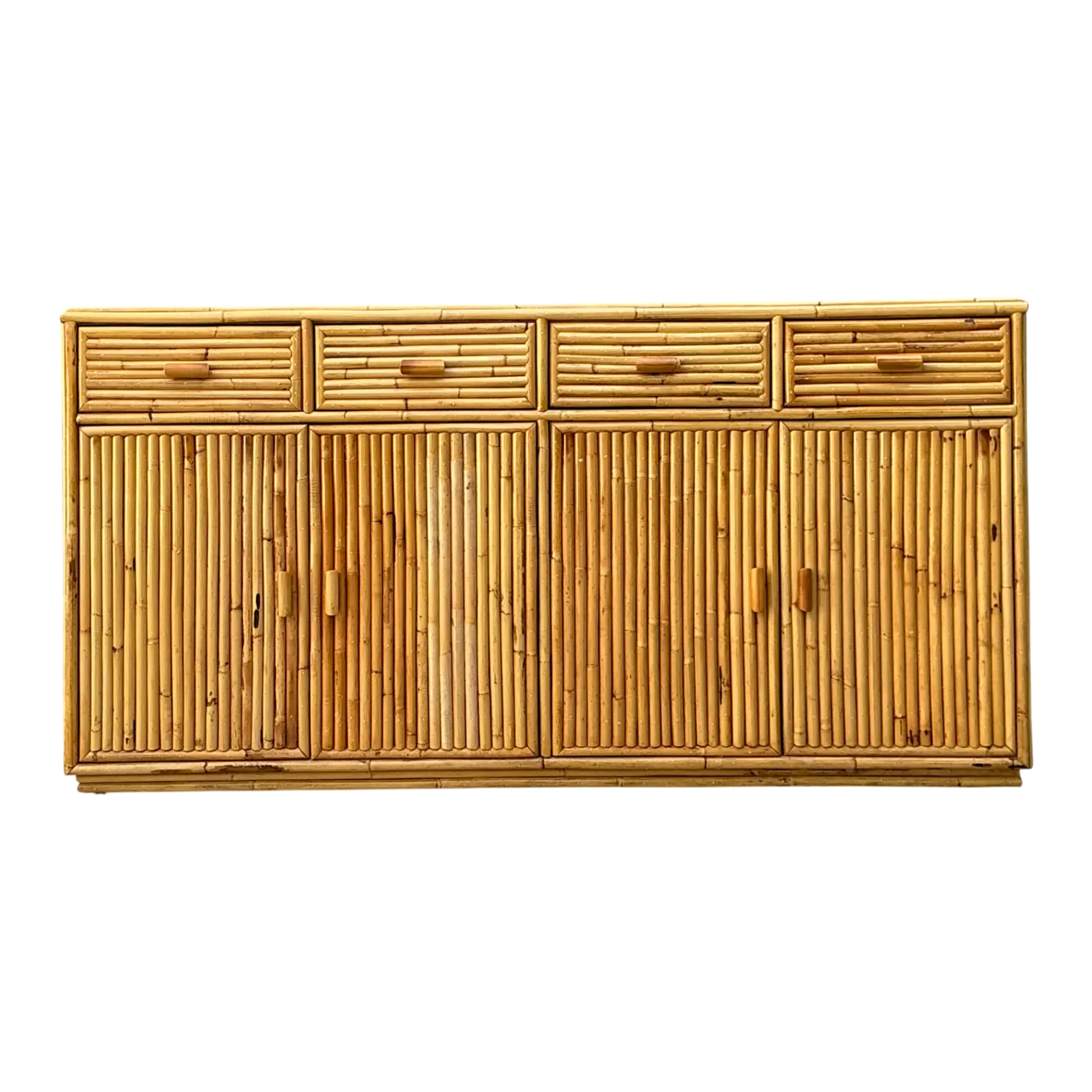 Vintage Stacked Rattan Credenza