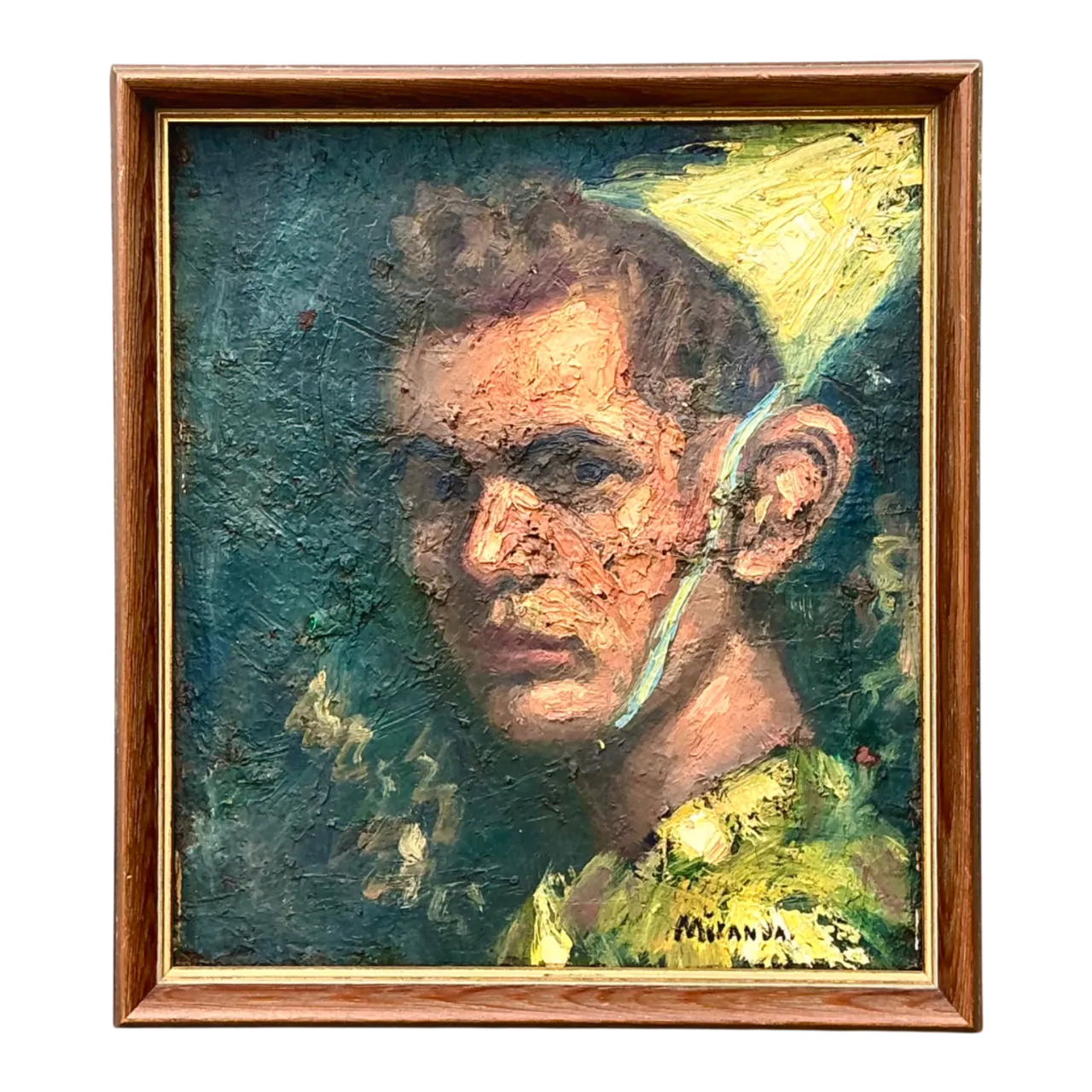Vintage Figurative Oil Painting on Canvas