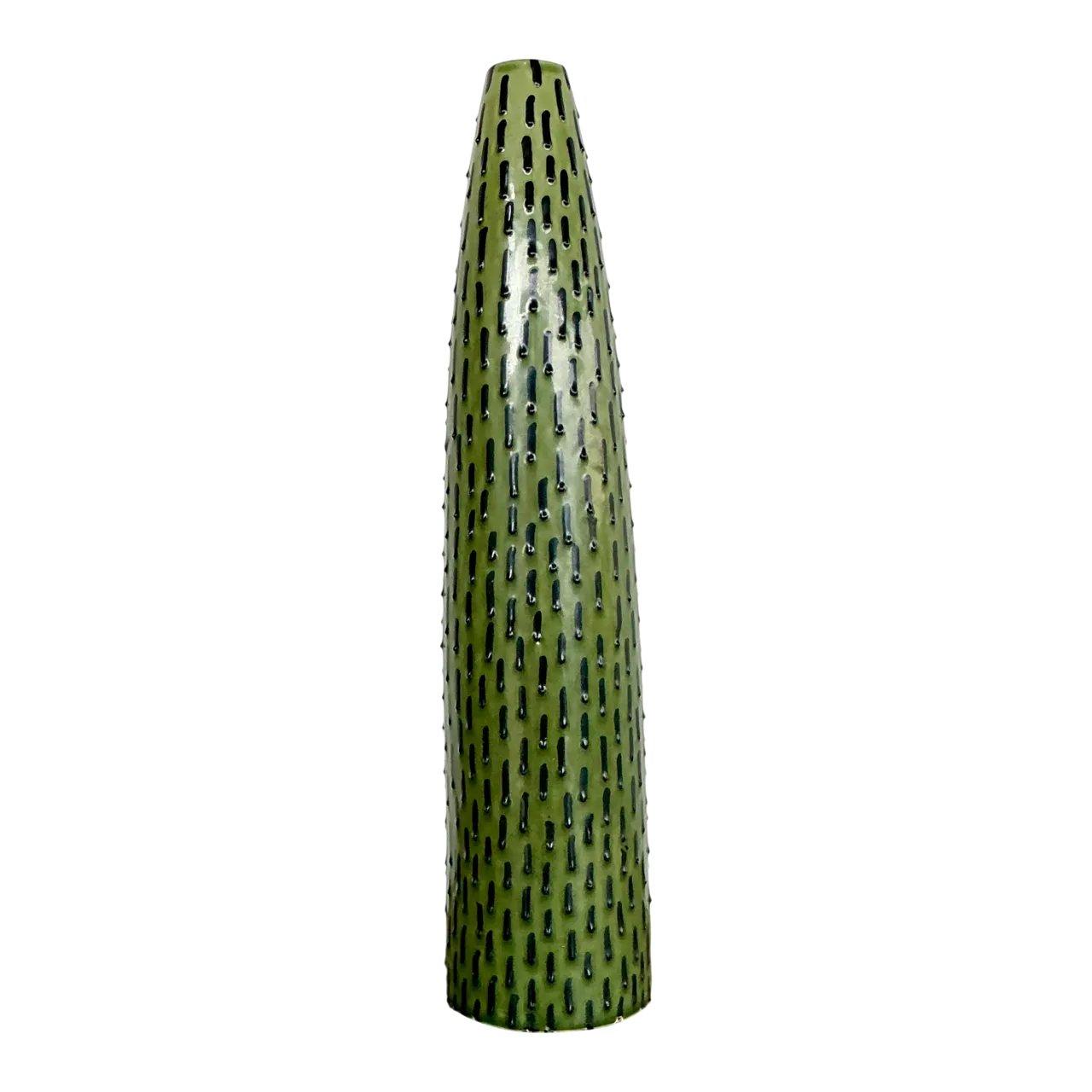 Vintage Green Textured Ceramic Vase