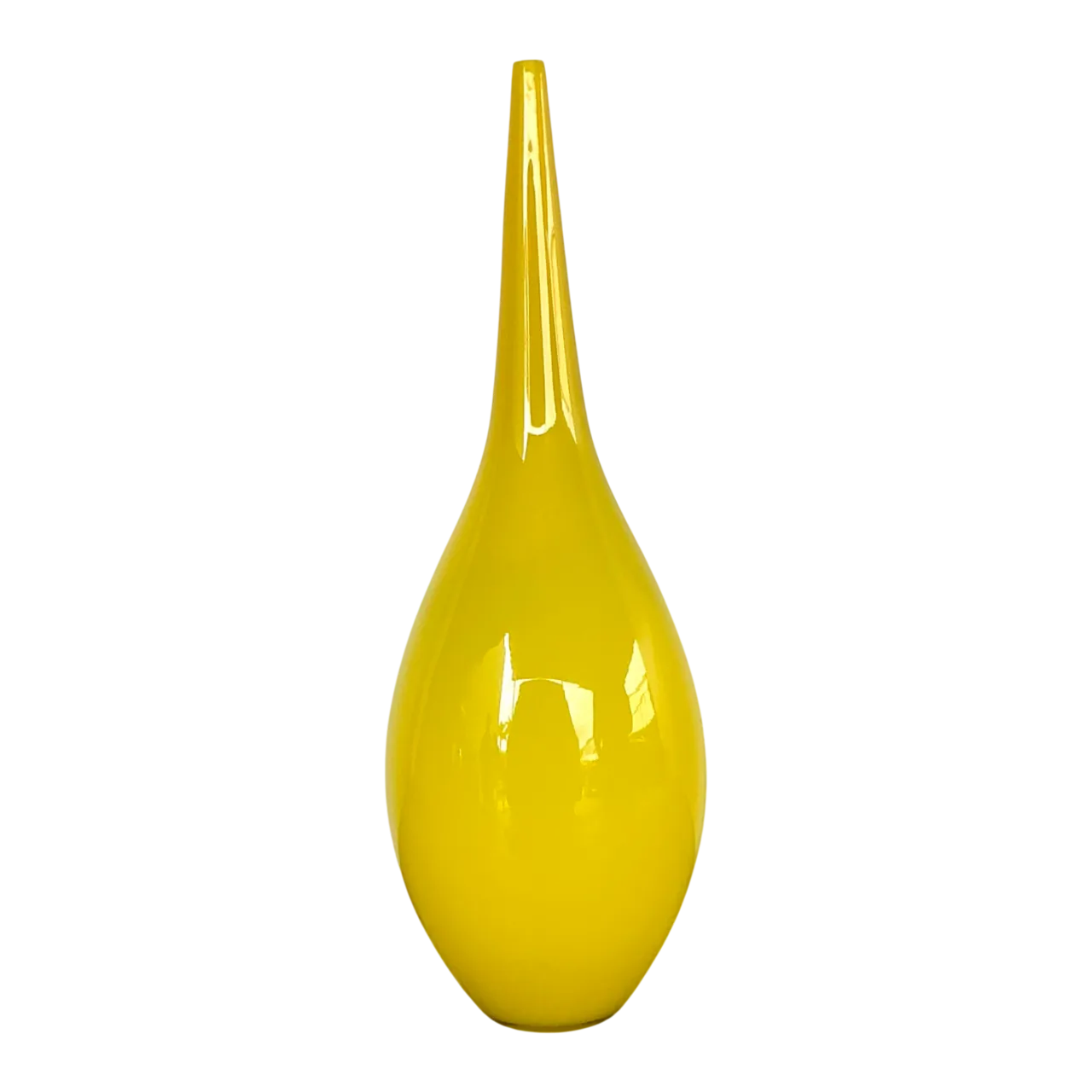 Vintage Yellow Glass Teardrop Vase