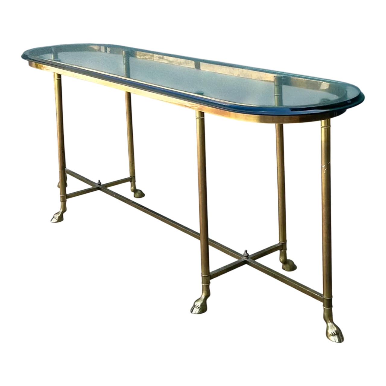 Vintage Brass Hoof Console Table