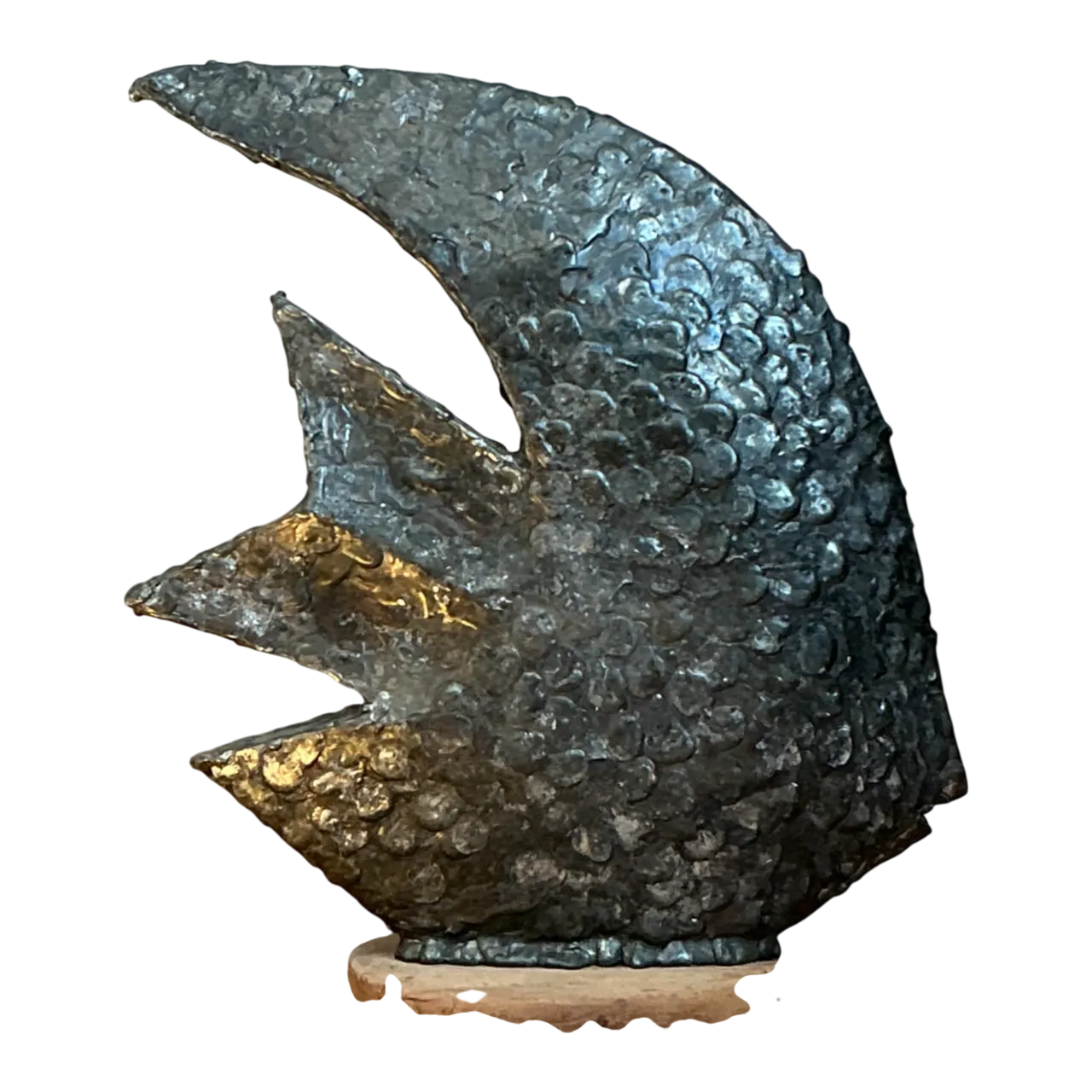 Vintage Plaster Textured Abstract Fish Sculpture