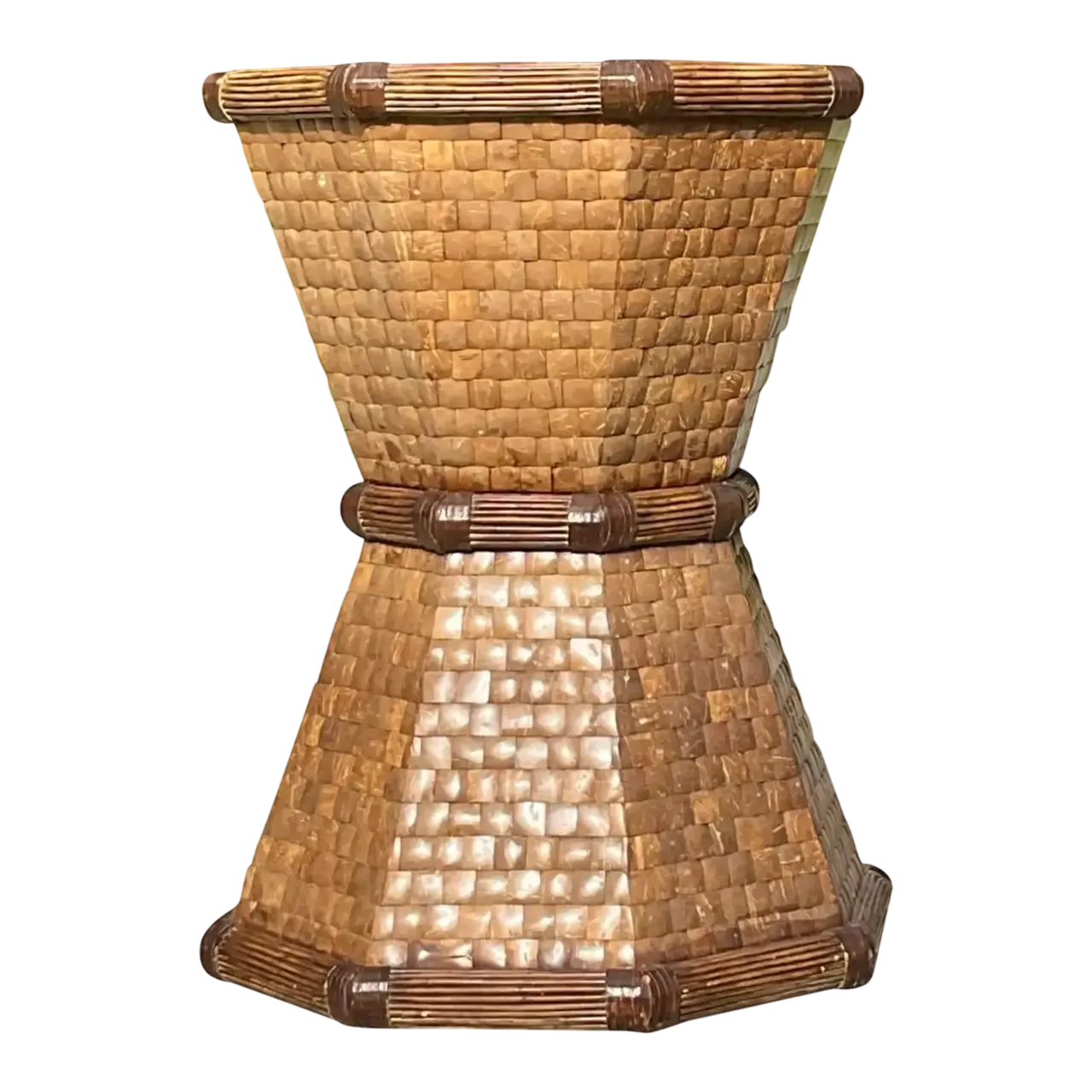 Boho Style Tessellated Coconut Shell Table Pedestal
