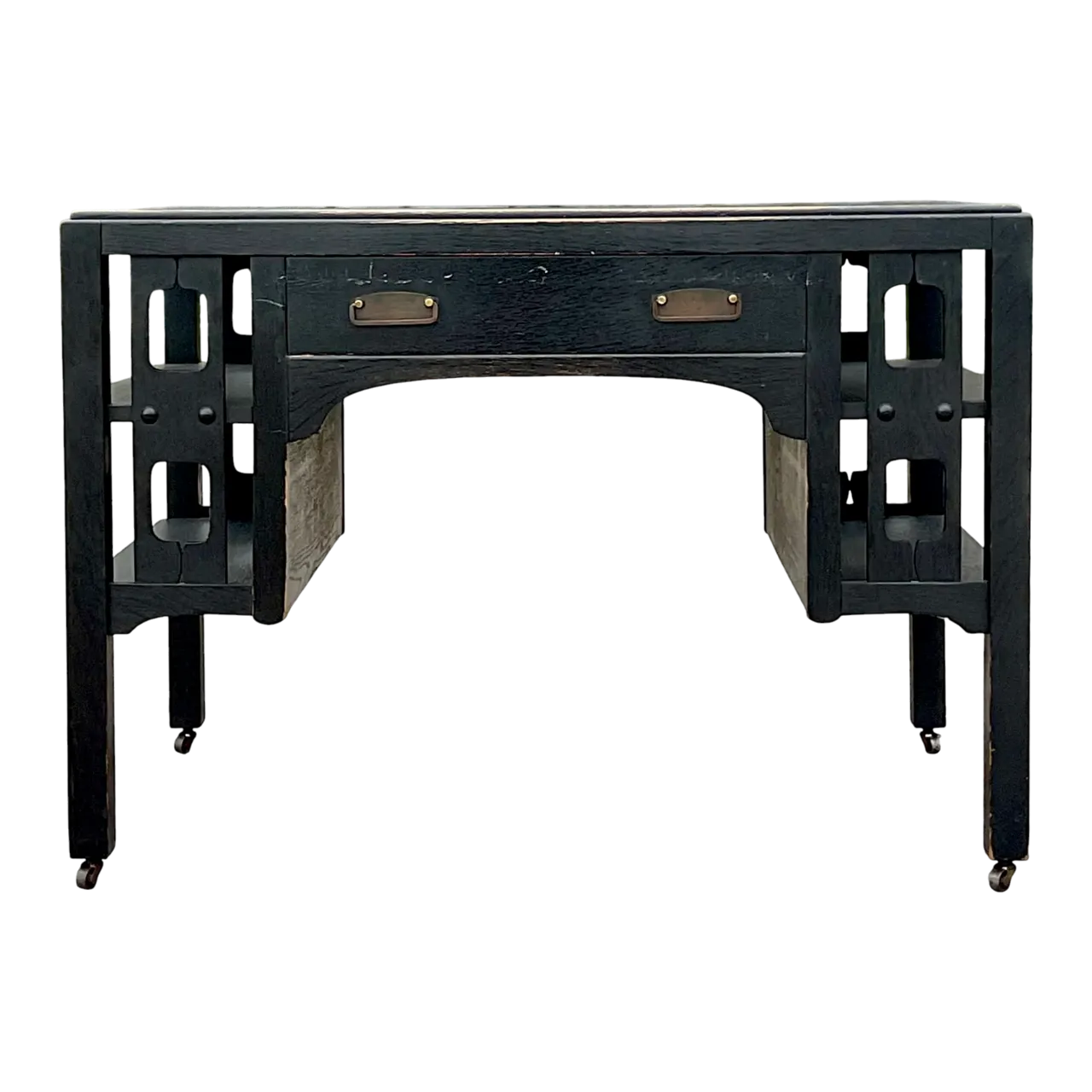 Early 20th Century Boho Arts and Crafts Mission Style Oak Desk