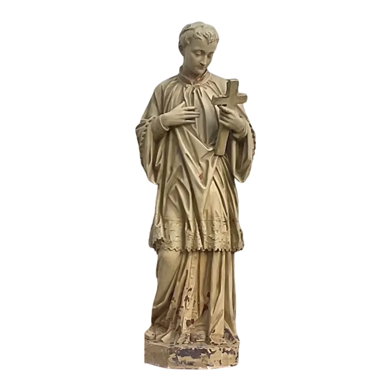 Early 20th Century Cast Plaster Statue of Saint Aloysius Gonzaga