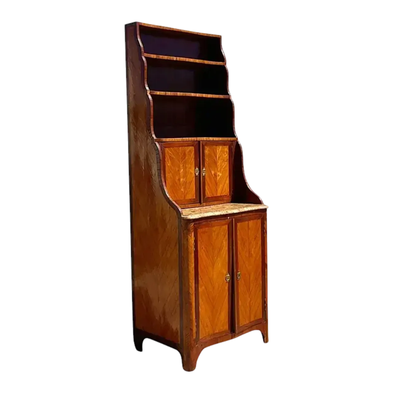 Late 19th Century Regency Chevron Inlay Cascading Cabinet
