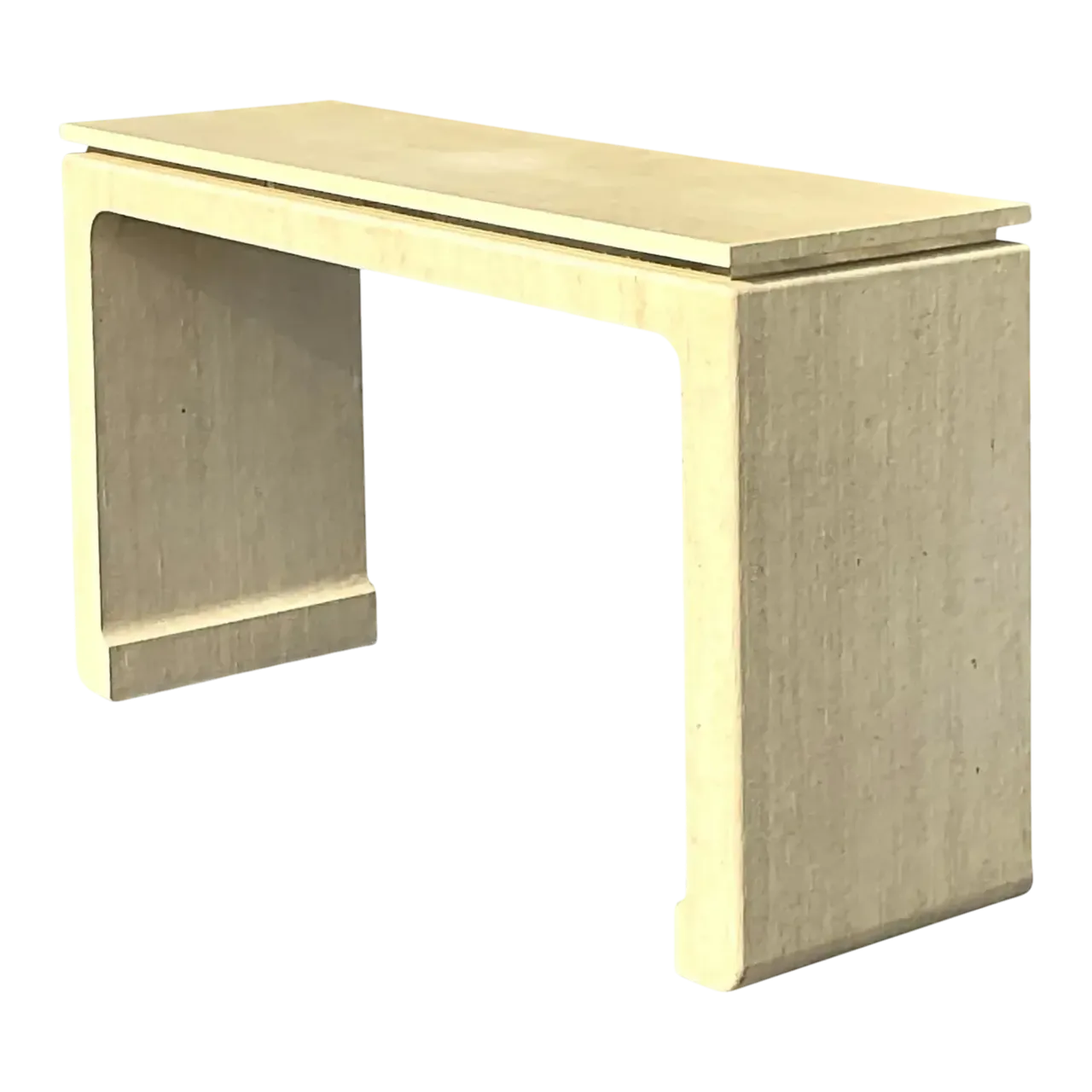 Late 20th Century Vintage Boho Grasscloth Wrapped Console Table