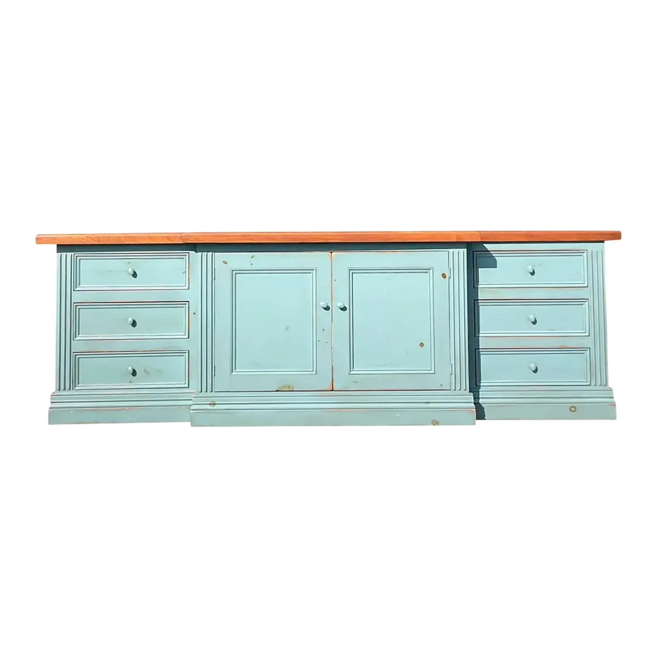 Late 20th Century Vintage Boho Monumental Blue Wash Credenza