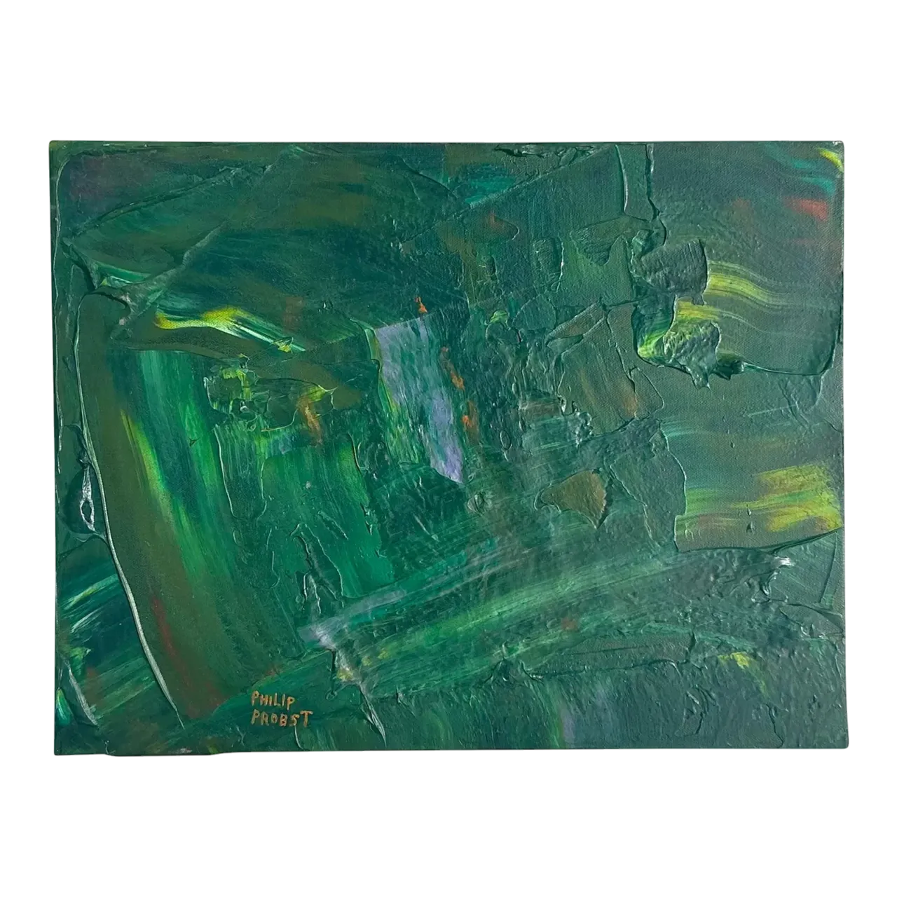Late 20th Century Vintage Boho Original Impasto Abstract Oil on Canvas