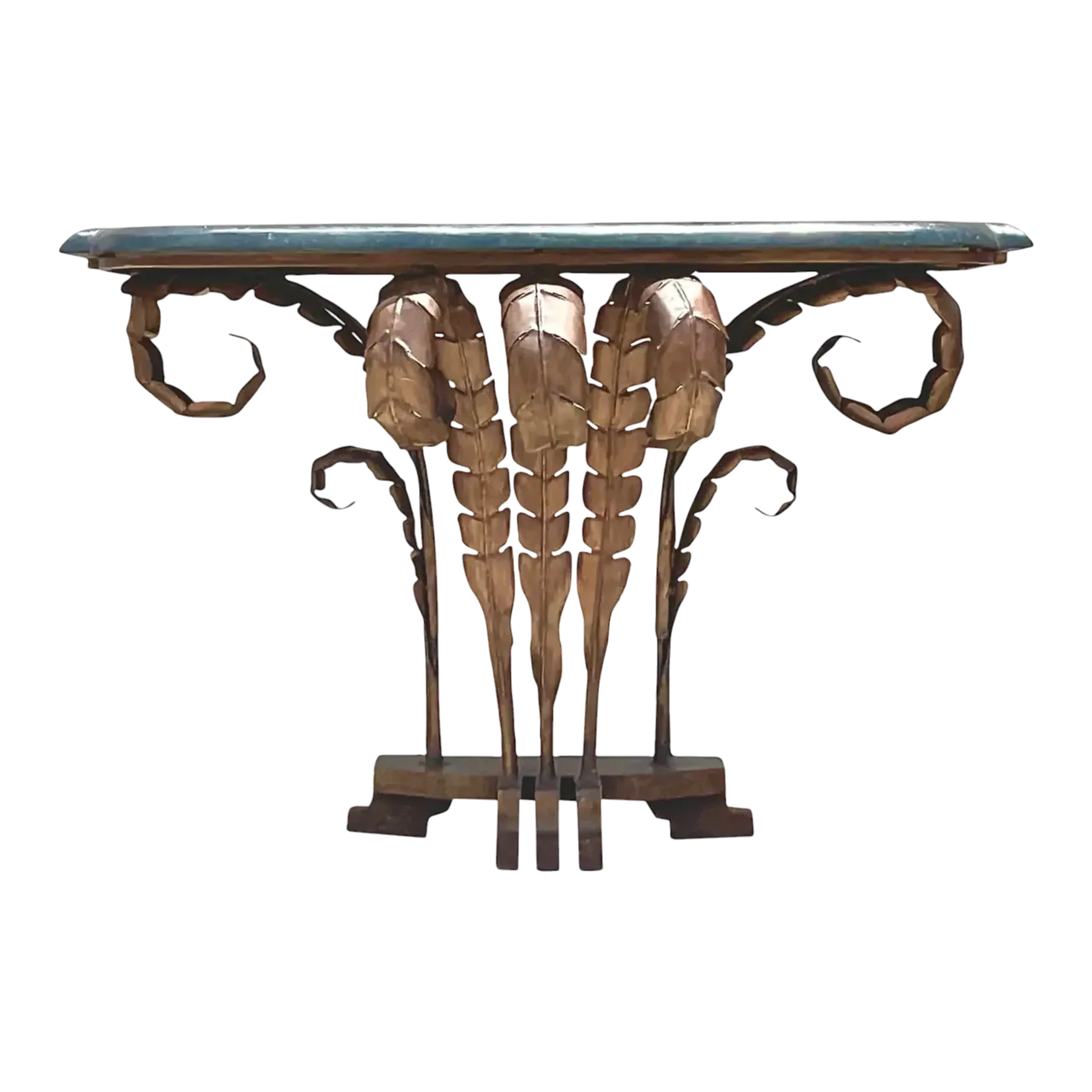 Late 20th Century Vintage Boho Punch Cut Frond Console Table