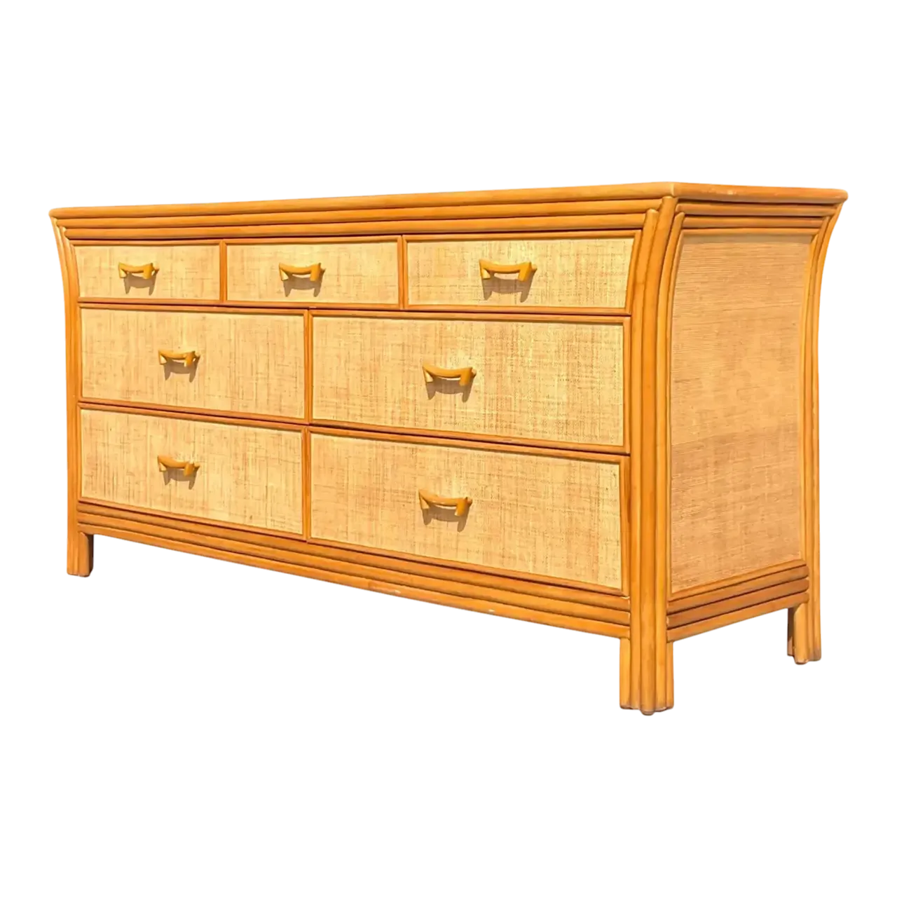 Late 20th Century Vintage Coastal Grasscloth Dresser