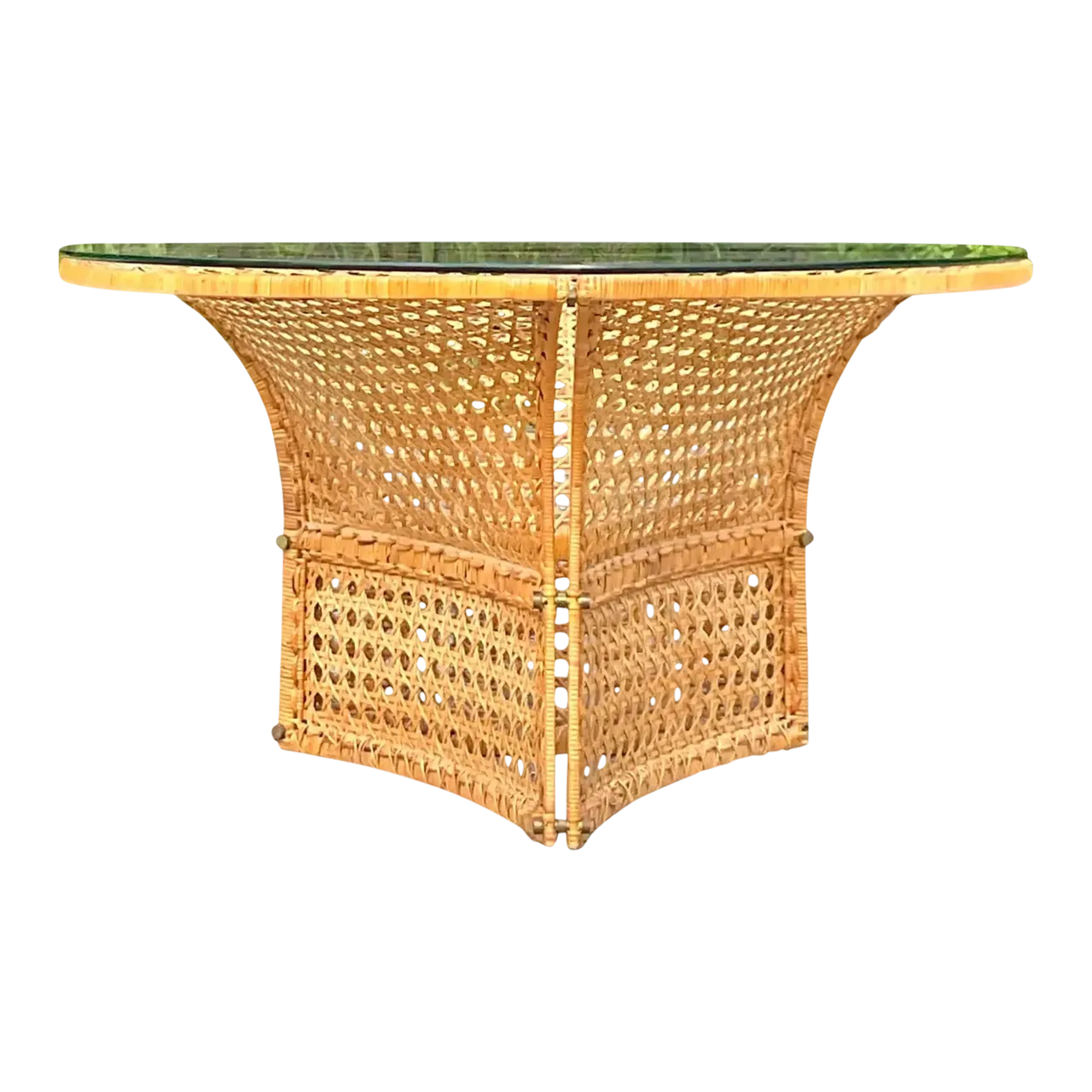 Late 20th Century Vintage Coastal Woven Rattan Dining Table After Danny Ho Fong