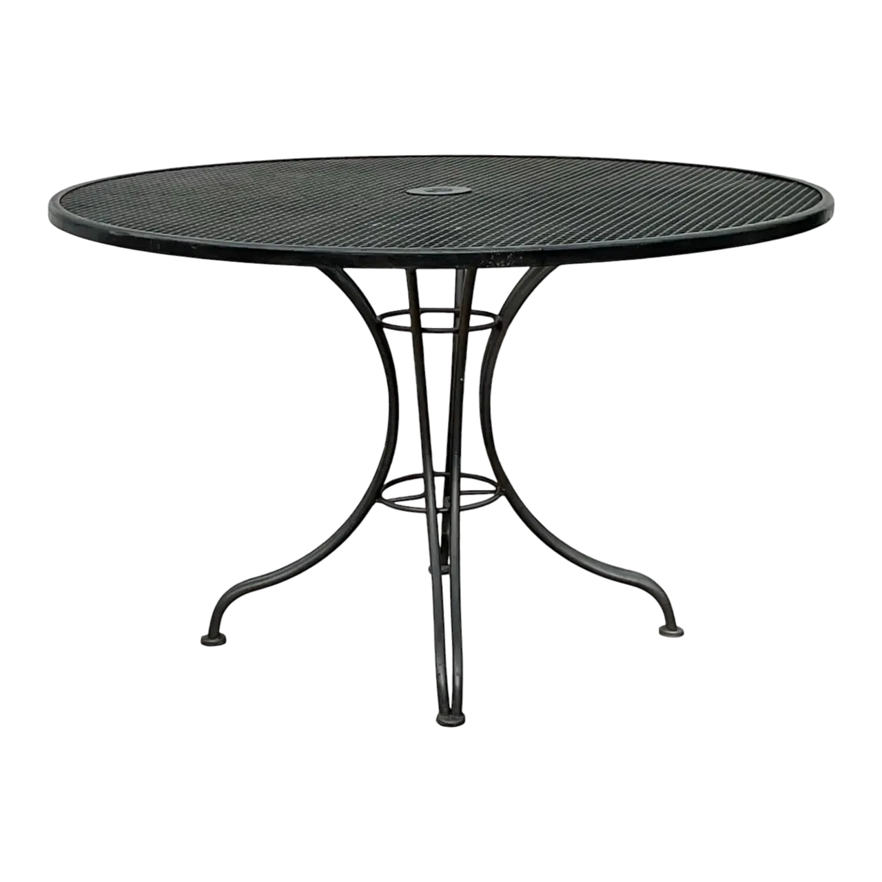 Mid 20th Century Black Wrought Iron Dining Table After Russell Woodard