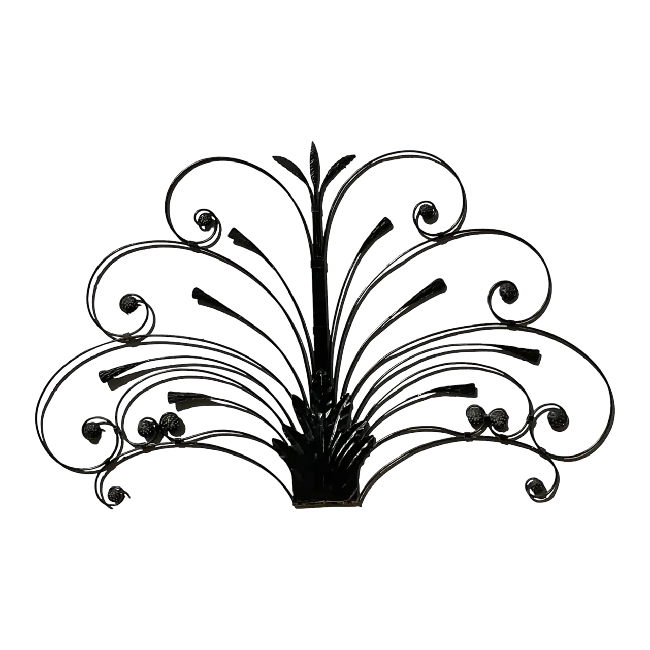 Mid 20th Century Vintage Boho Italian Wrought Iron Full Headboard
