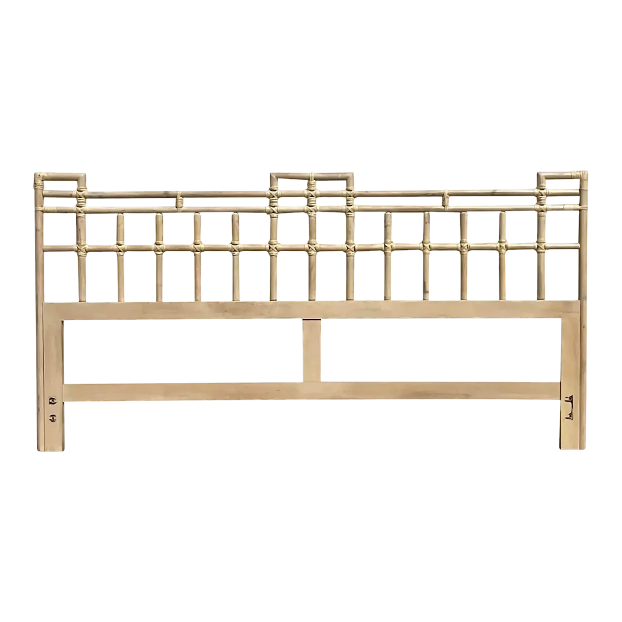 Mid 20th Century Vintage Coastal Rattan King Headboard