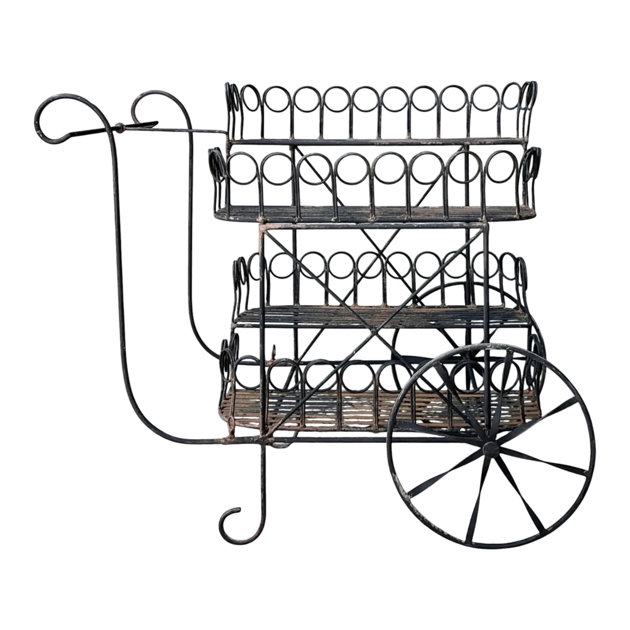 Mid 20th Century Vintage Wrought Iron Bar Cart