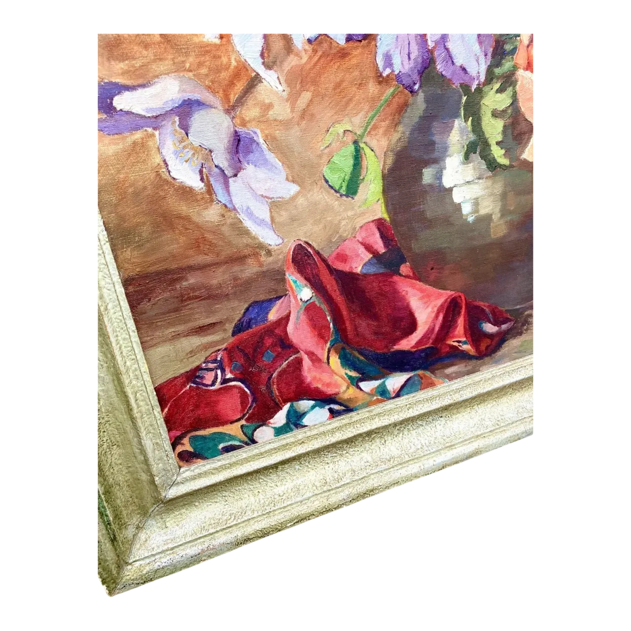 Midcentury Signed Original Floral Oil Painting