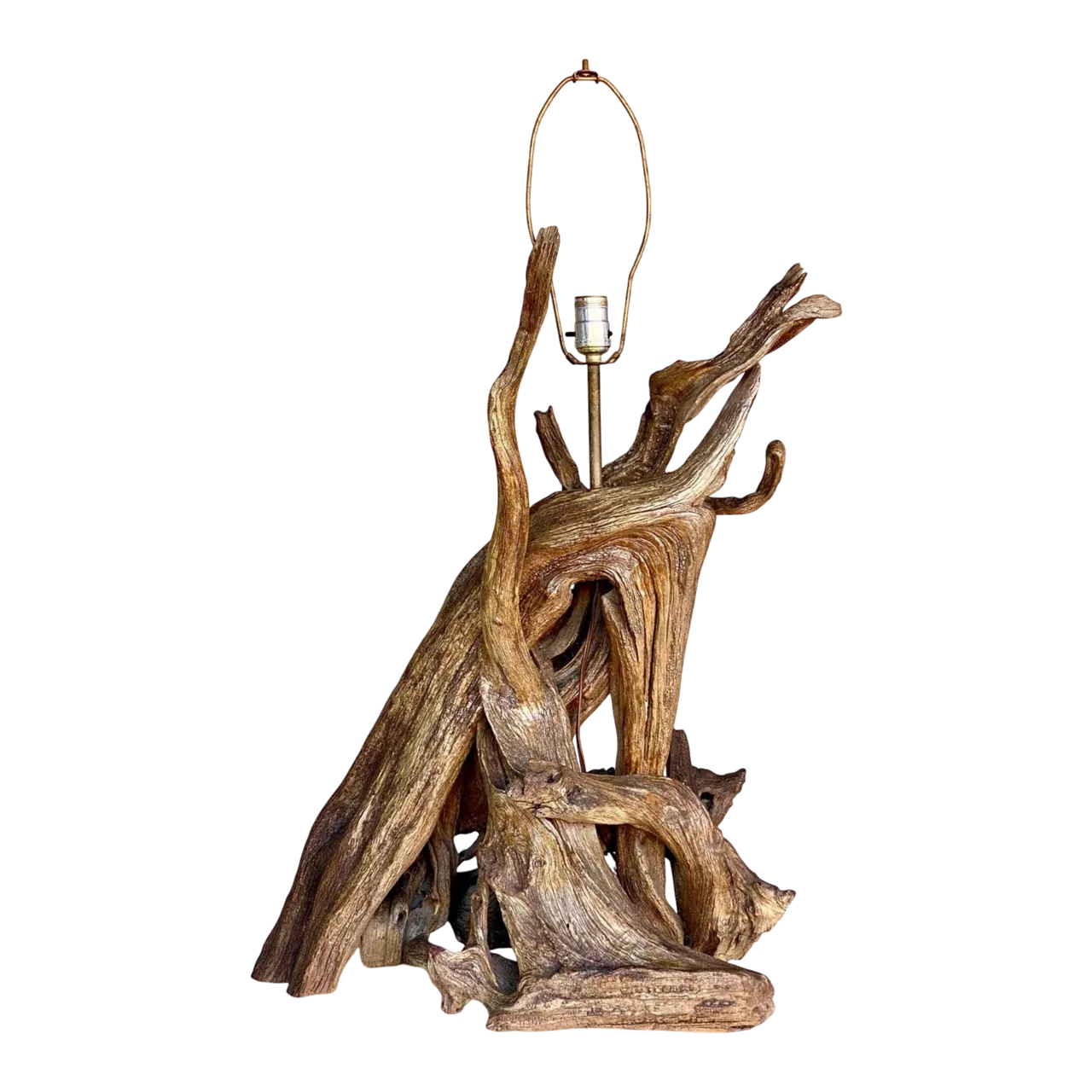Monumental Organic Driftwood Sculptural Table Lamp
