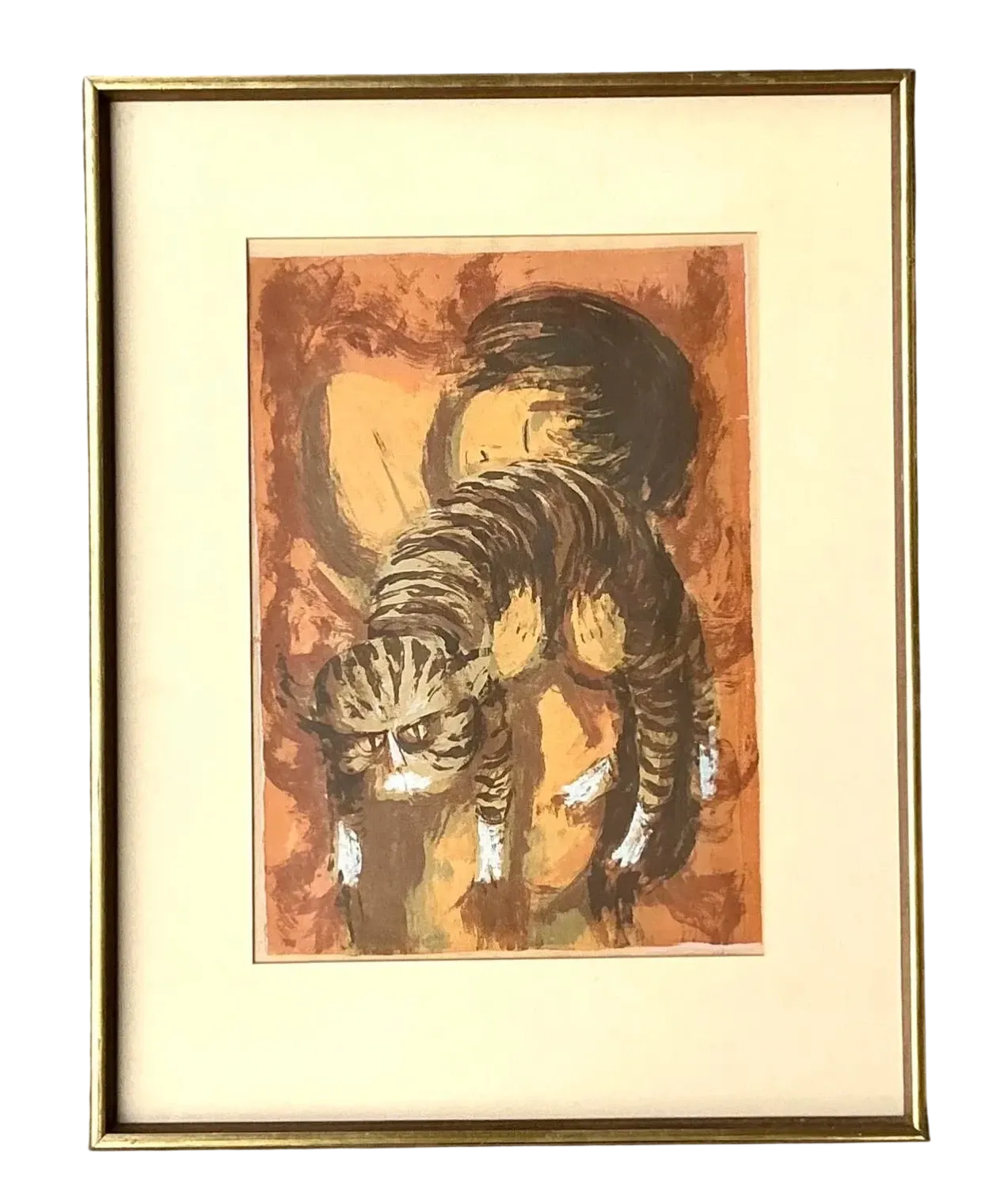 Vintage Boho Signed Original Lithograph on Paper