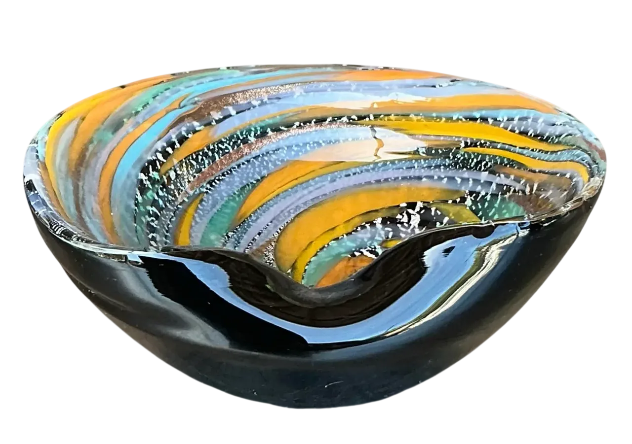 Vintage Boho Italian Glass Swirl Bowl After Murano