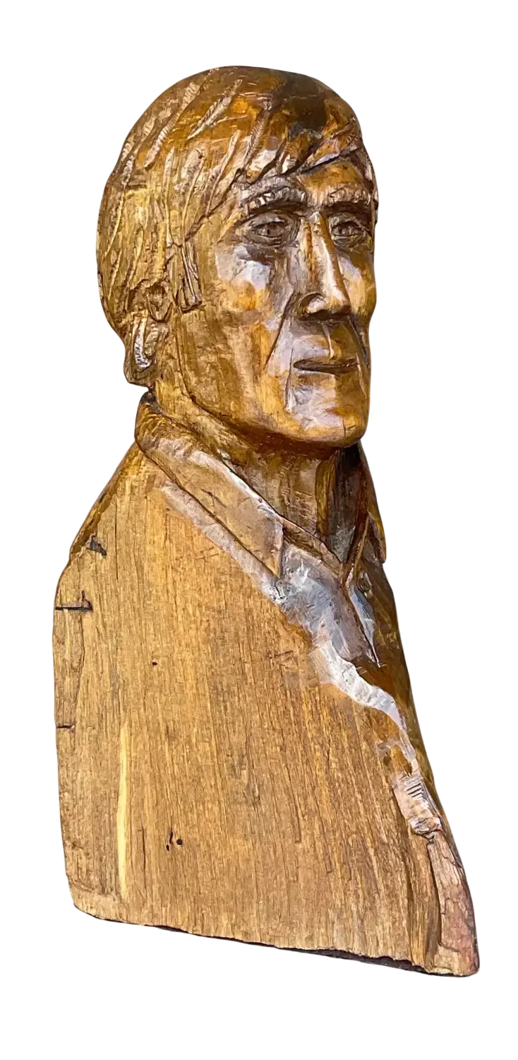 Vintage Boho Carved Bust of Man