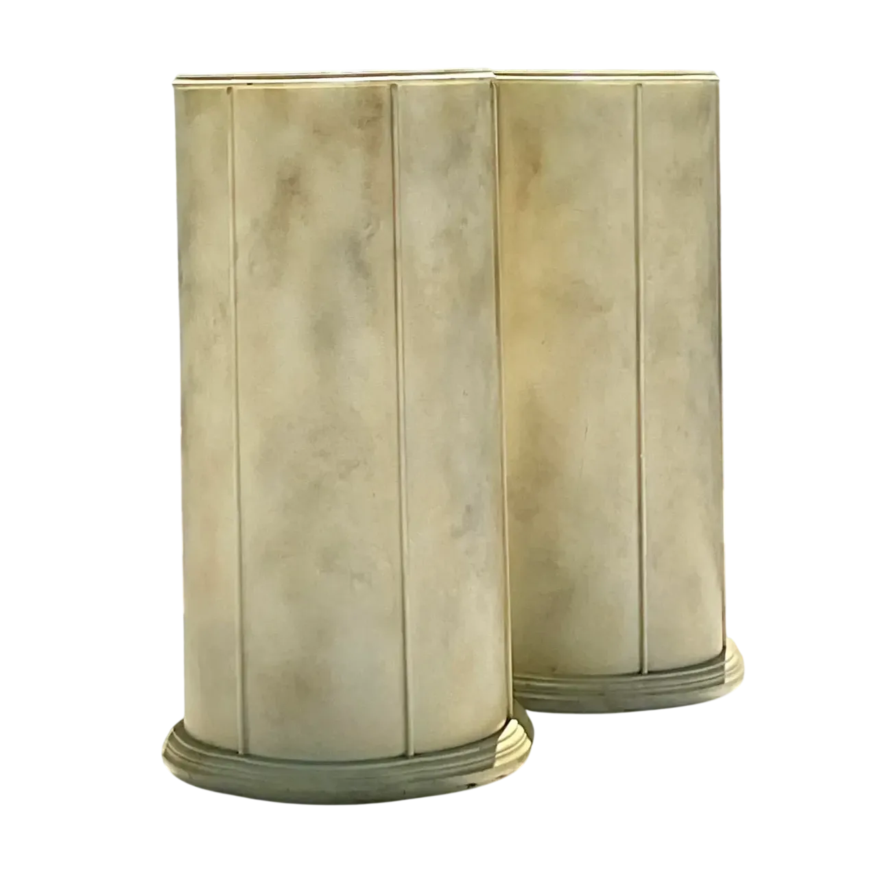 Vintage Boho Faux Goatskin Pedestals - a Pair