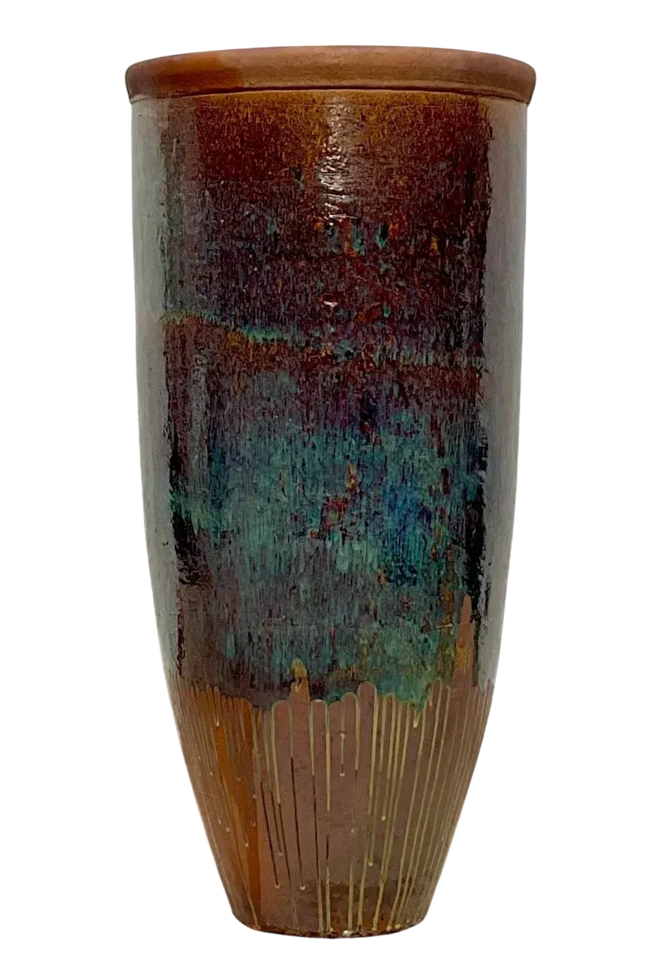 Late 20th Century Vintage Boho Monumental Glazed Ceramic Vase
