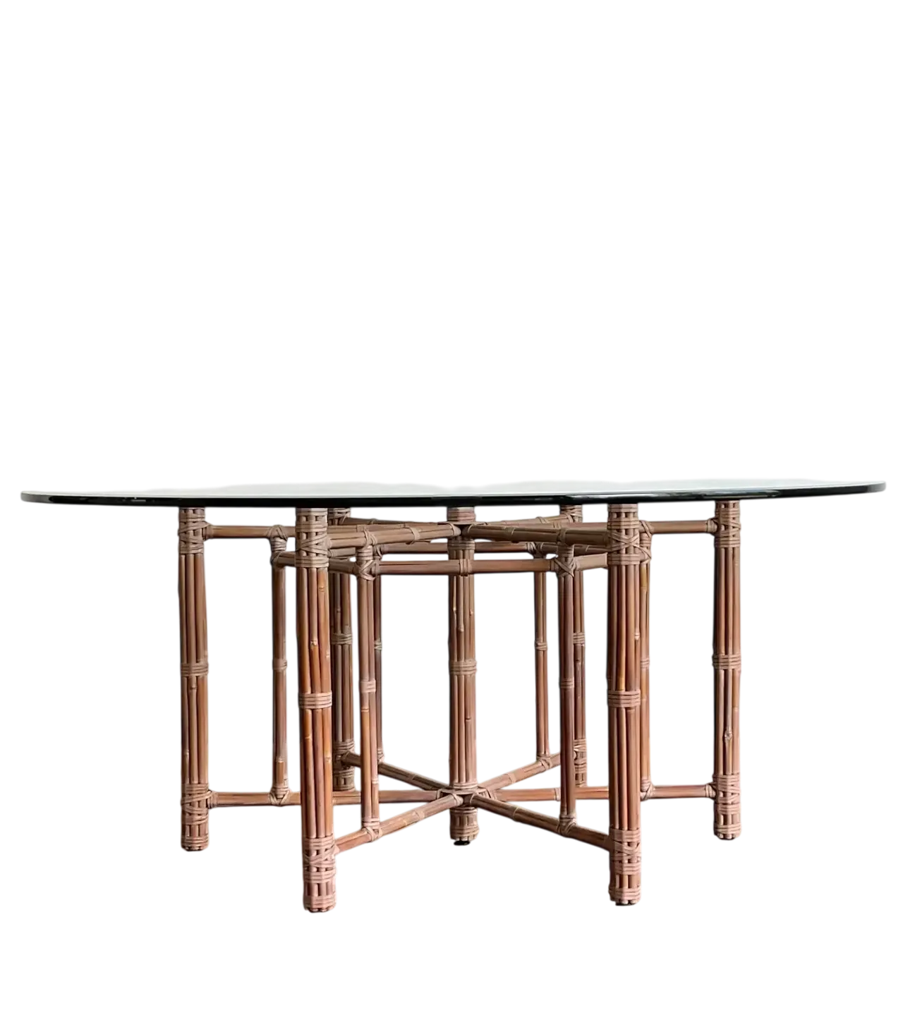 Vintage Bundled Rattan Dining Table After McGuire