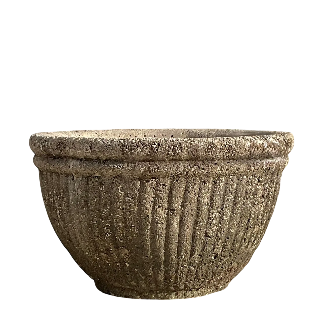 Vintage Boho Cast Concrete Ribbed Planter