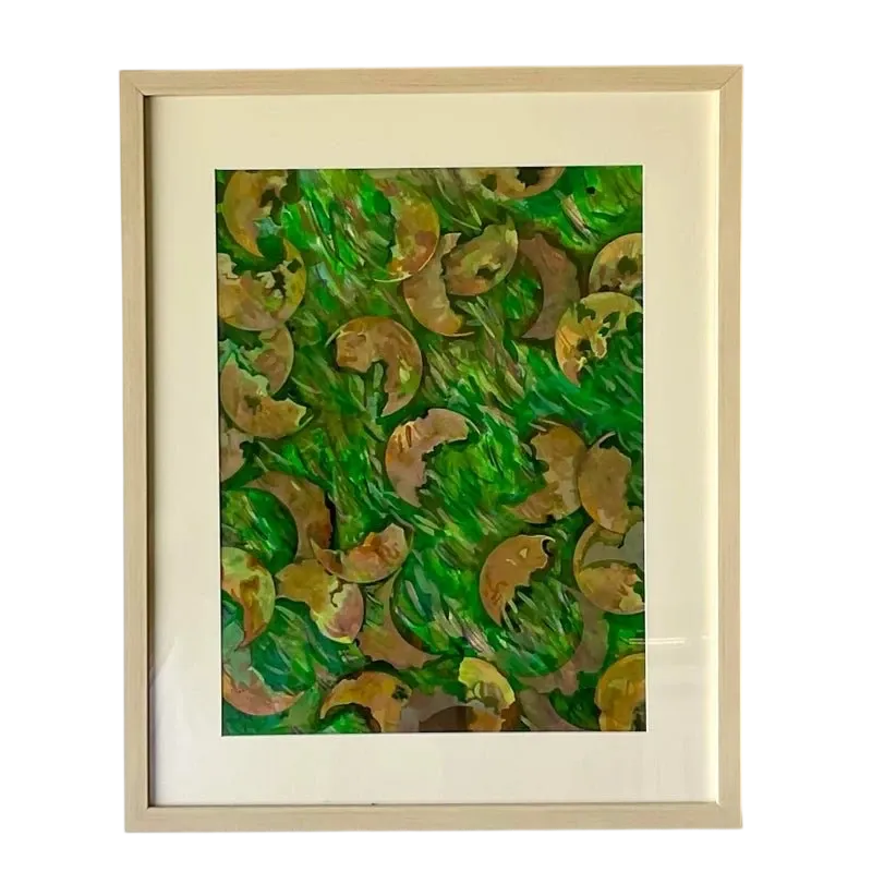 Vintage Boho Original Abstract Oil Painting on Paper