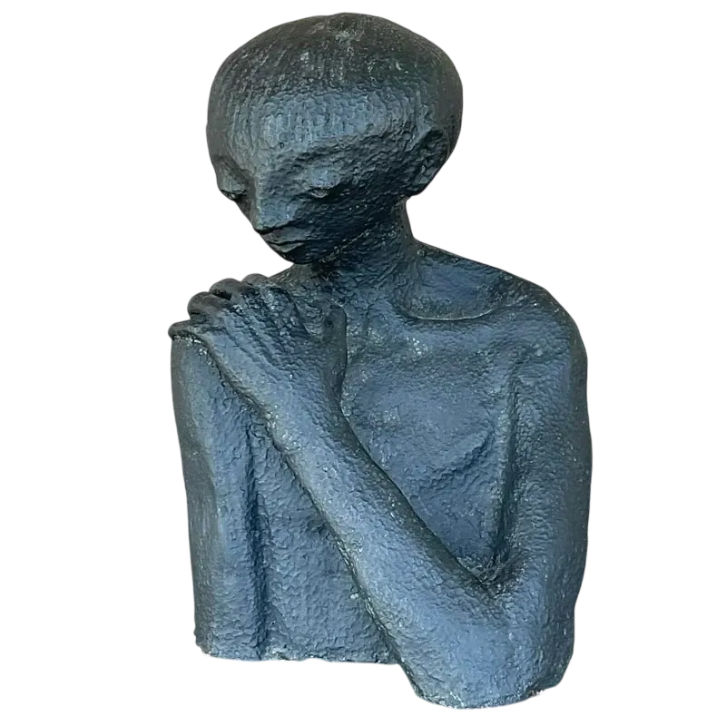 Vintage Boho Original Terracotta Sculpture of Man