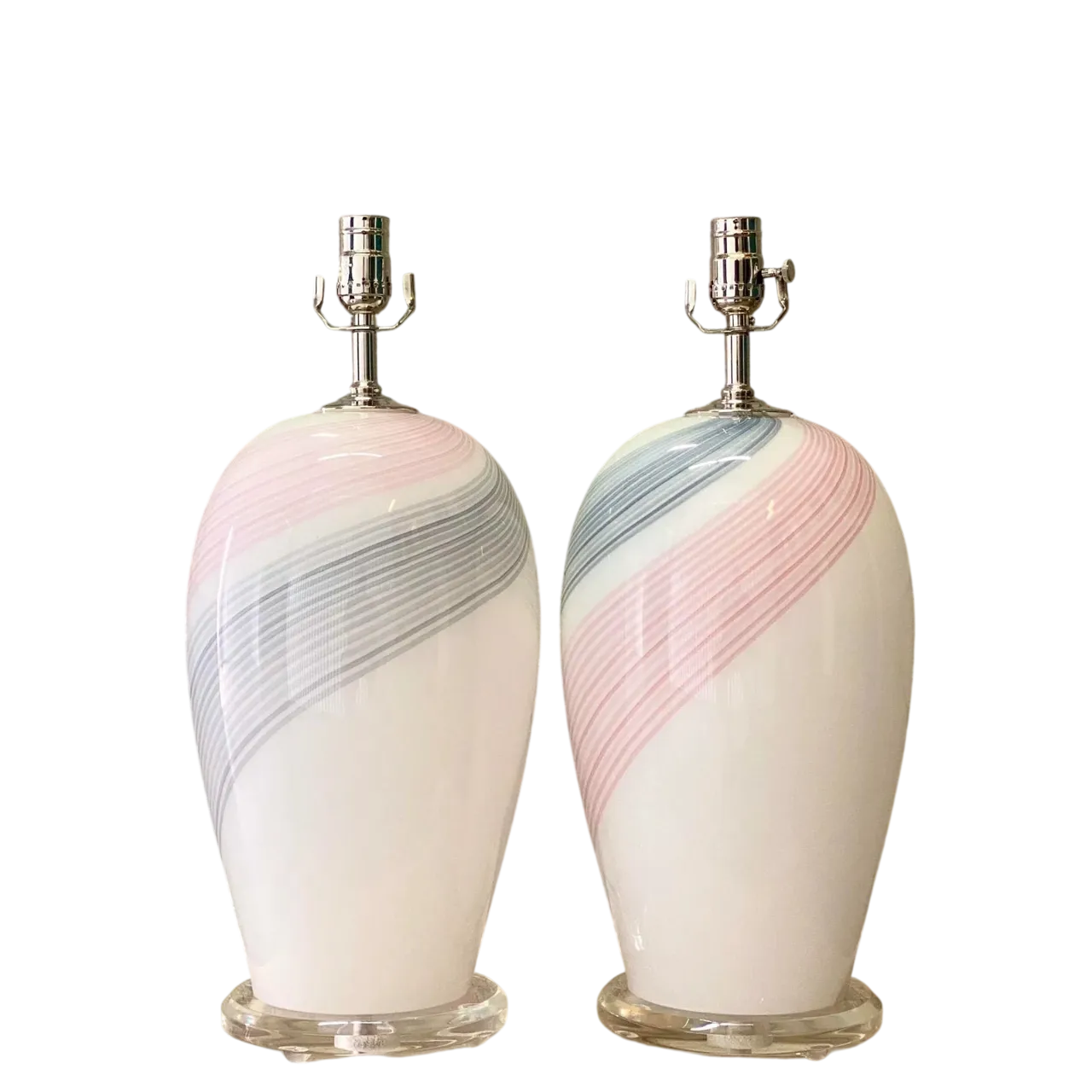 Vintage Regency Swirl Murano Glass Lamps