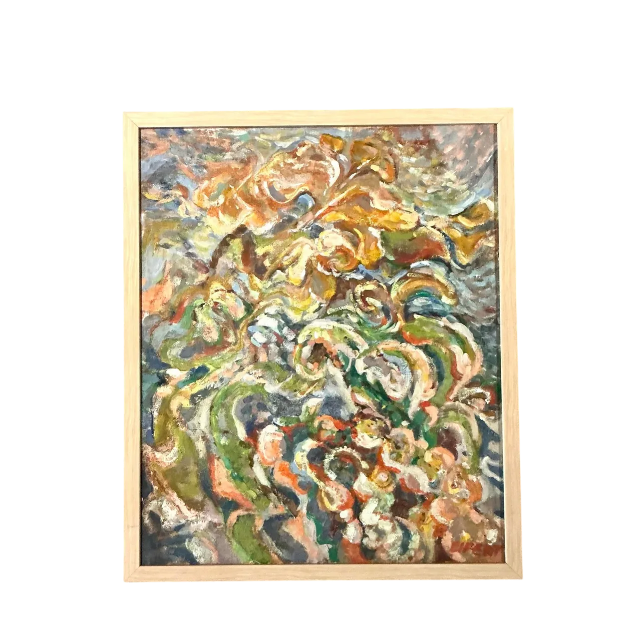 Vintage Boho Original Abstract Oil on Canvas - Canvas, 25.5W x 30.75H
