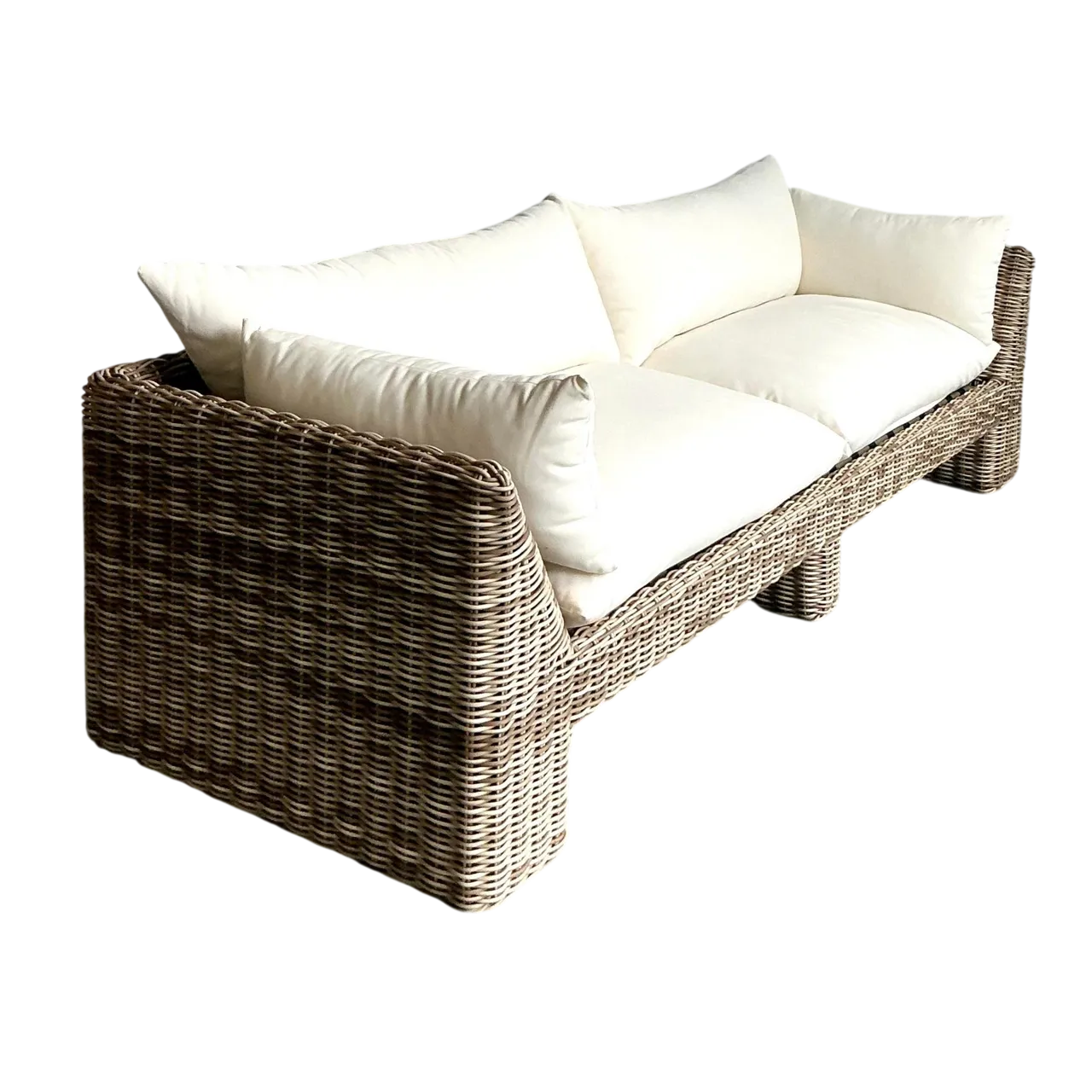 Vintage Boho Holt Woven Resin Rattan Outdoor Sofa