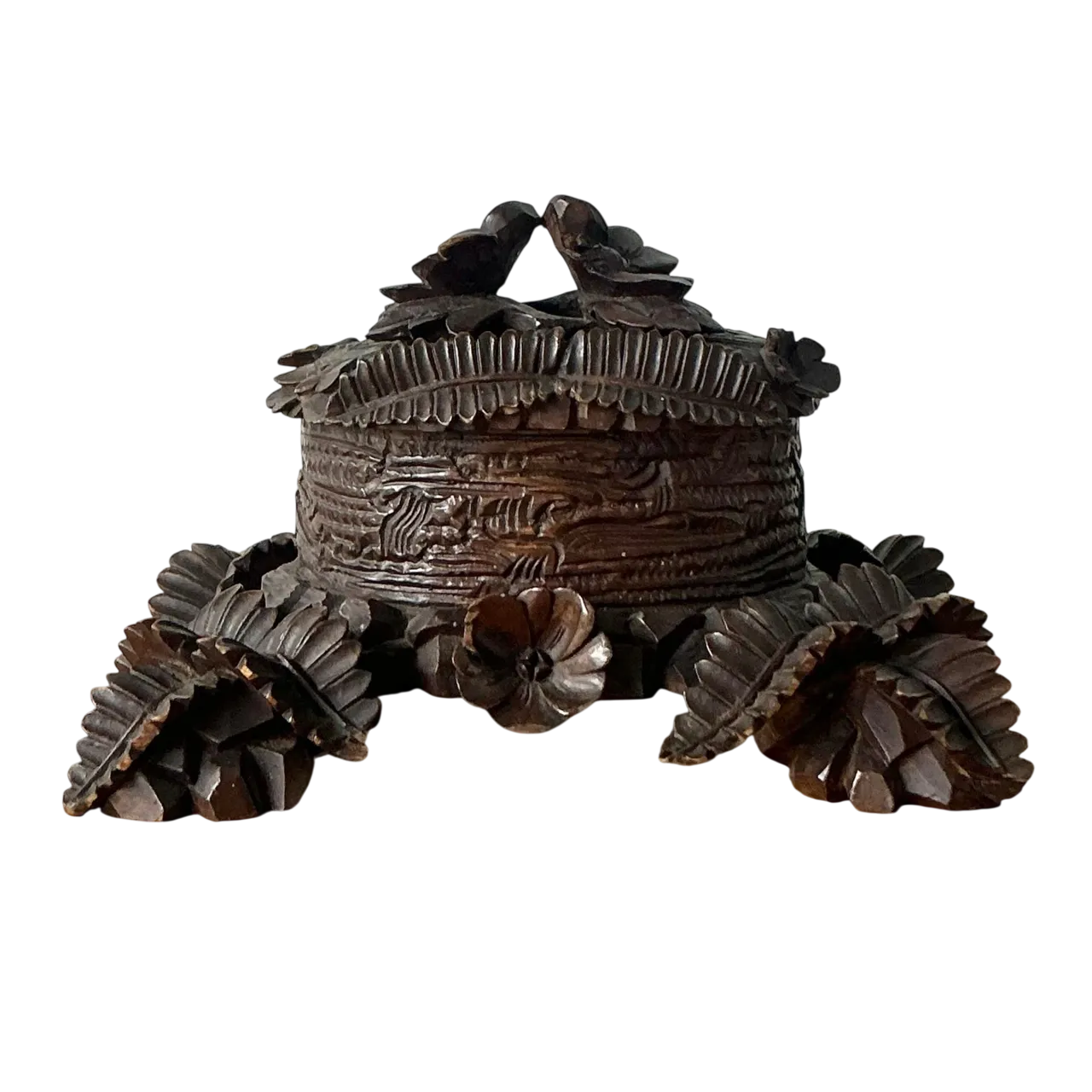 Vintage Boho Black Forest Hand Carved Casket Box