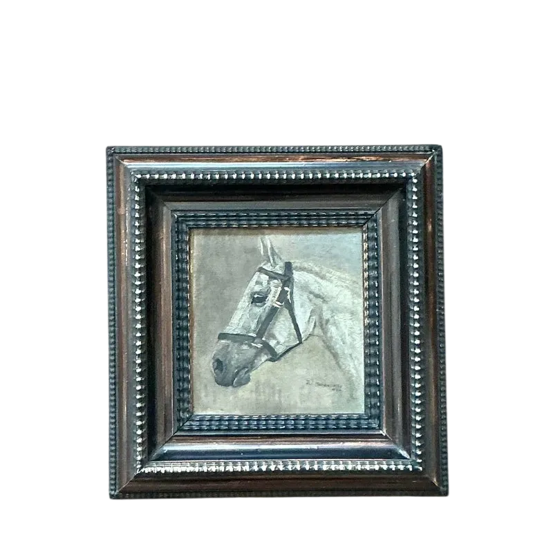 Vintage Boho Original Painting of Horse Head on Board
