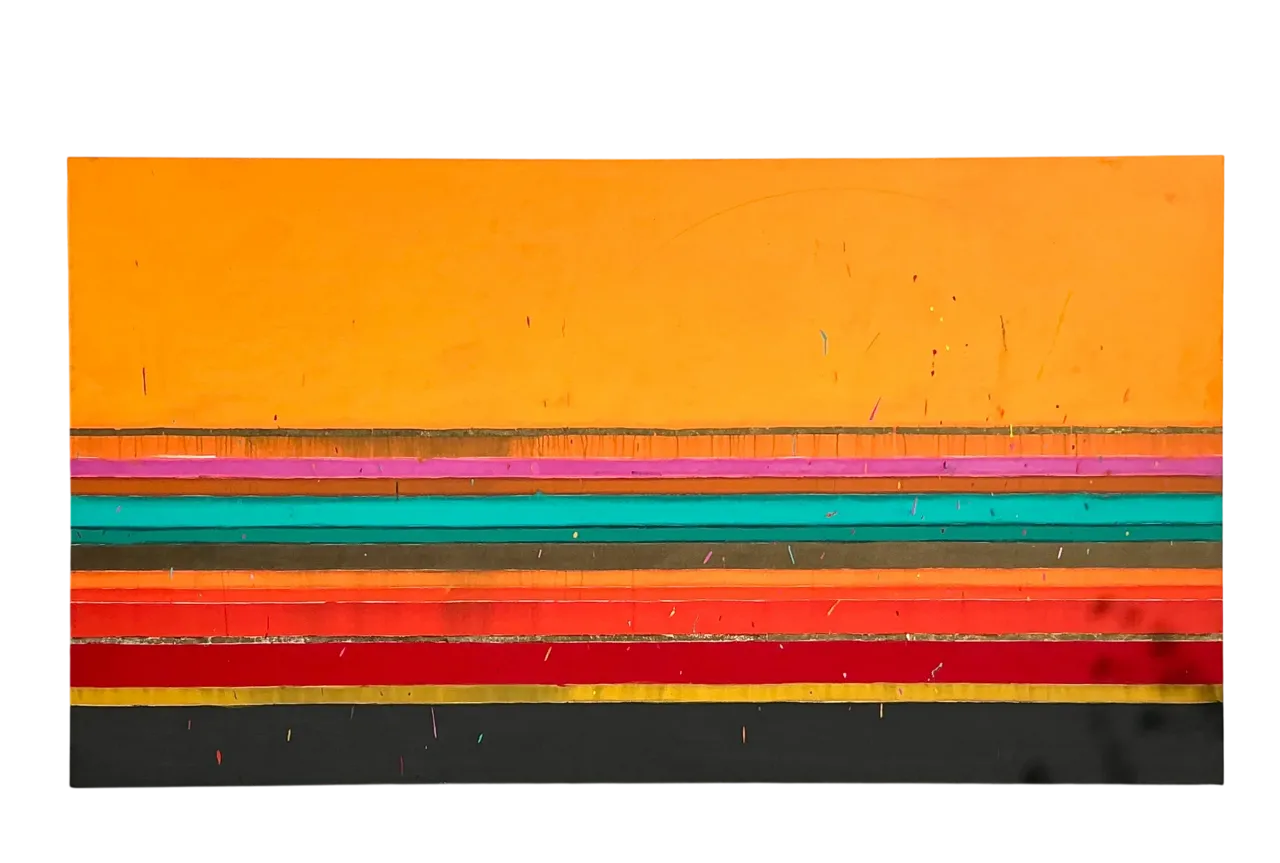 Vintage Boho Monumental 1988 Original Graphic Abstract Oil Painting on Canvas