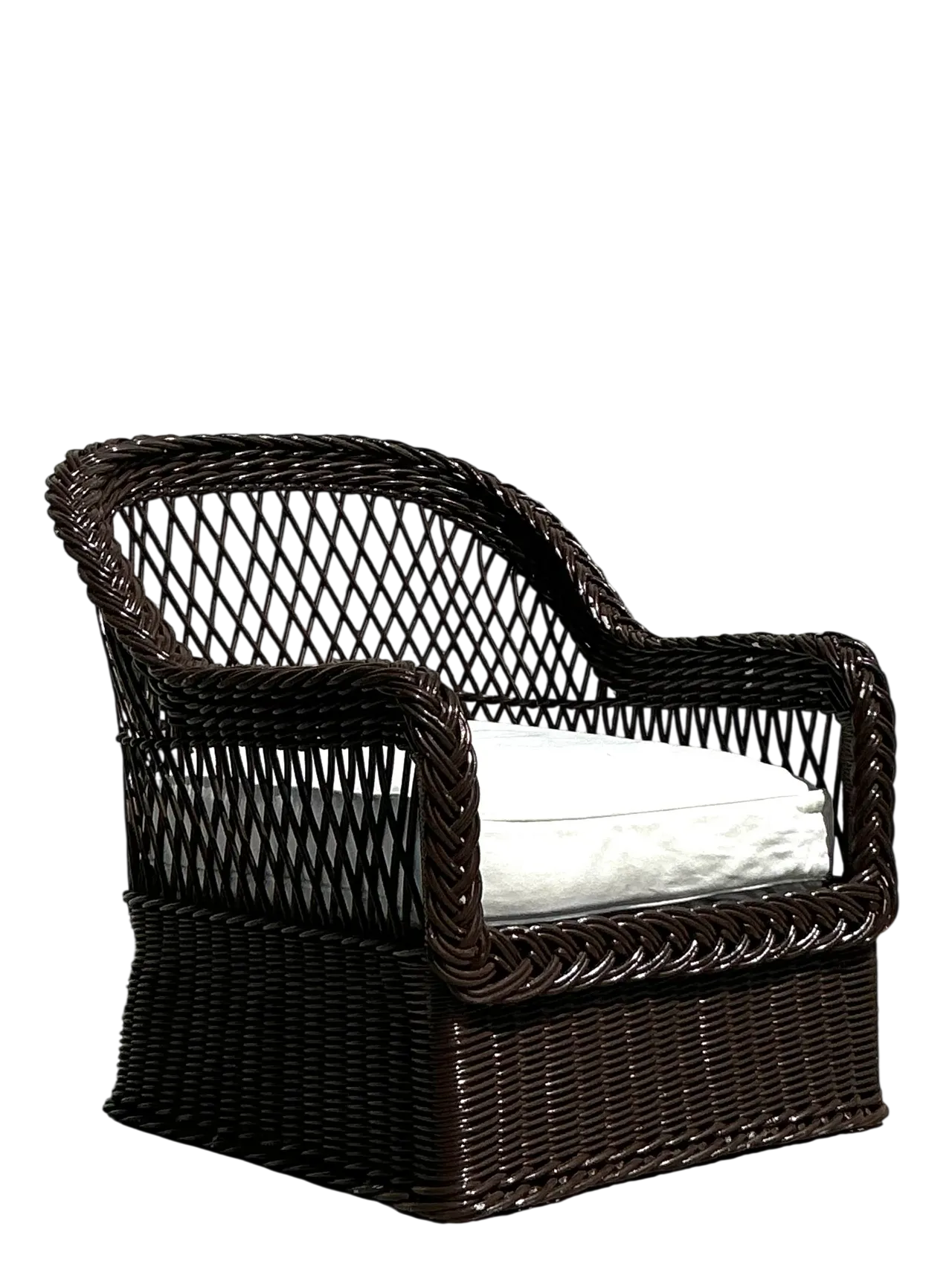 Vintage Coastal Bielecky Brothers Braided Rattan Lounge Chair