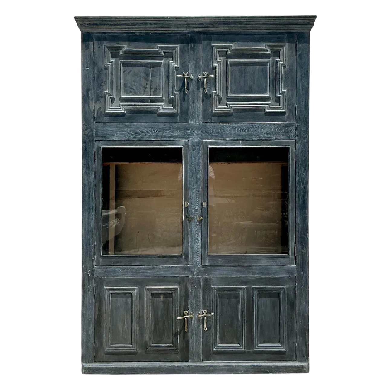Vintage Boho Monumental Primitive Millwork Storage Cabinet