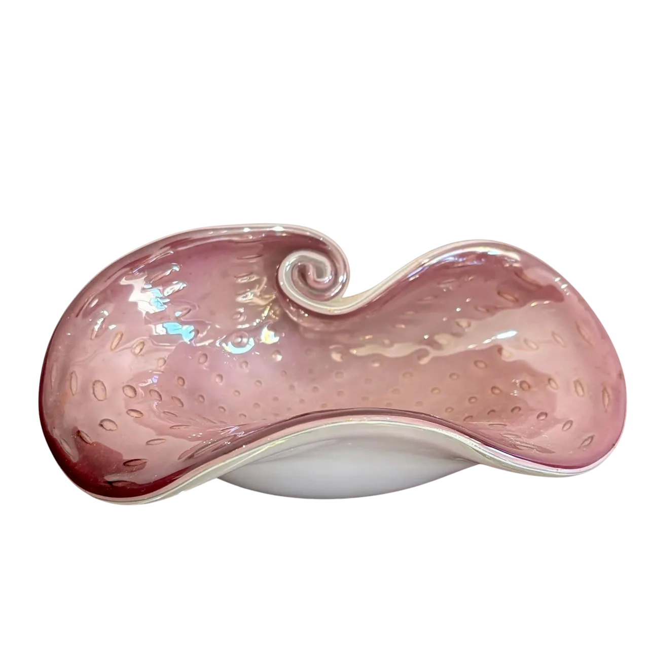Vintage Boho Mauve Art Glass Bowl After Murano