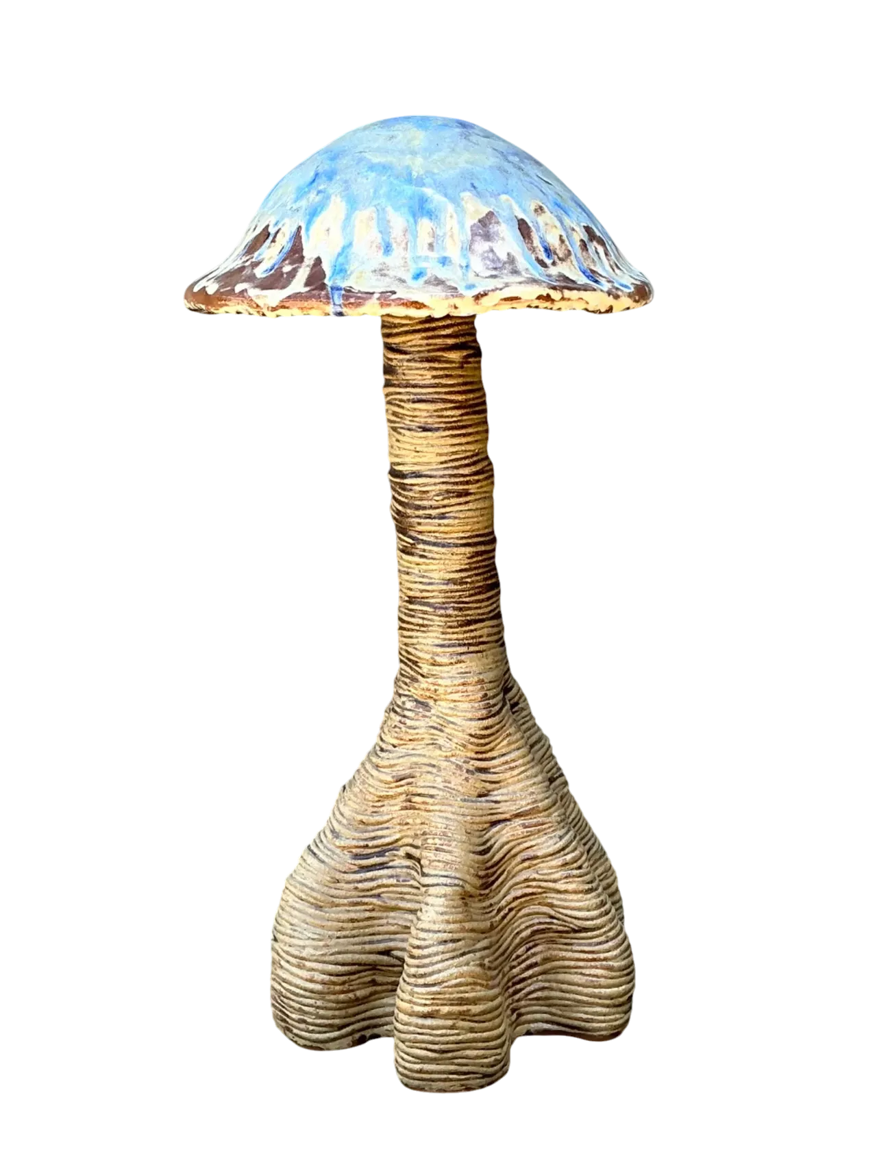 Vintage Glazed Ceramic Mushroom Sculpture