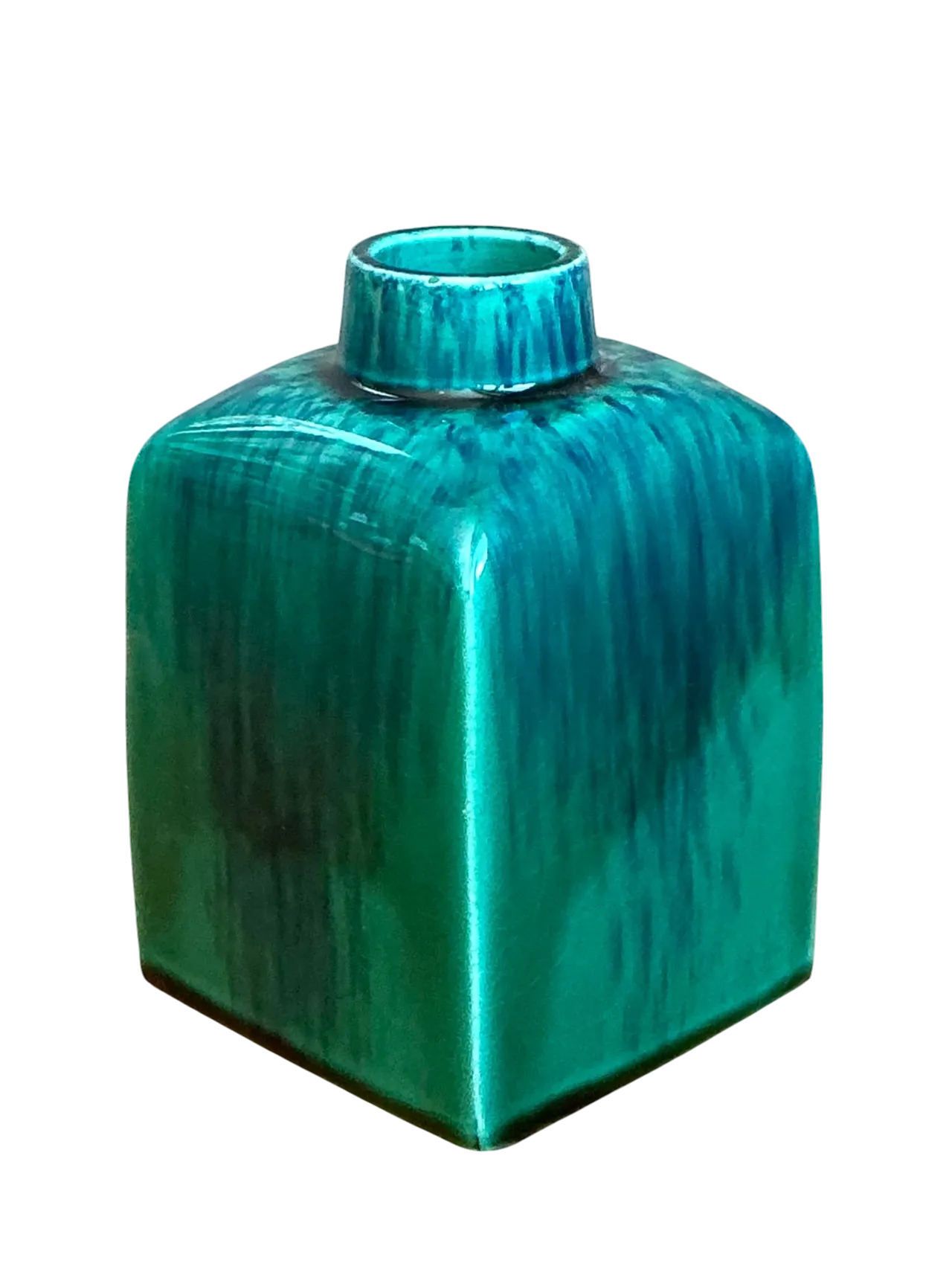 Vintage Turquoise Glazed Ceramic Vase
